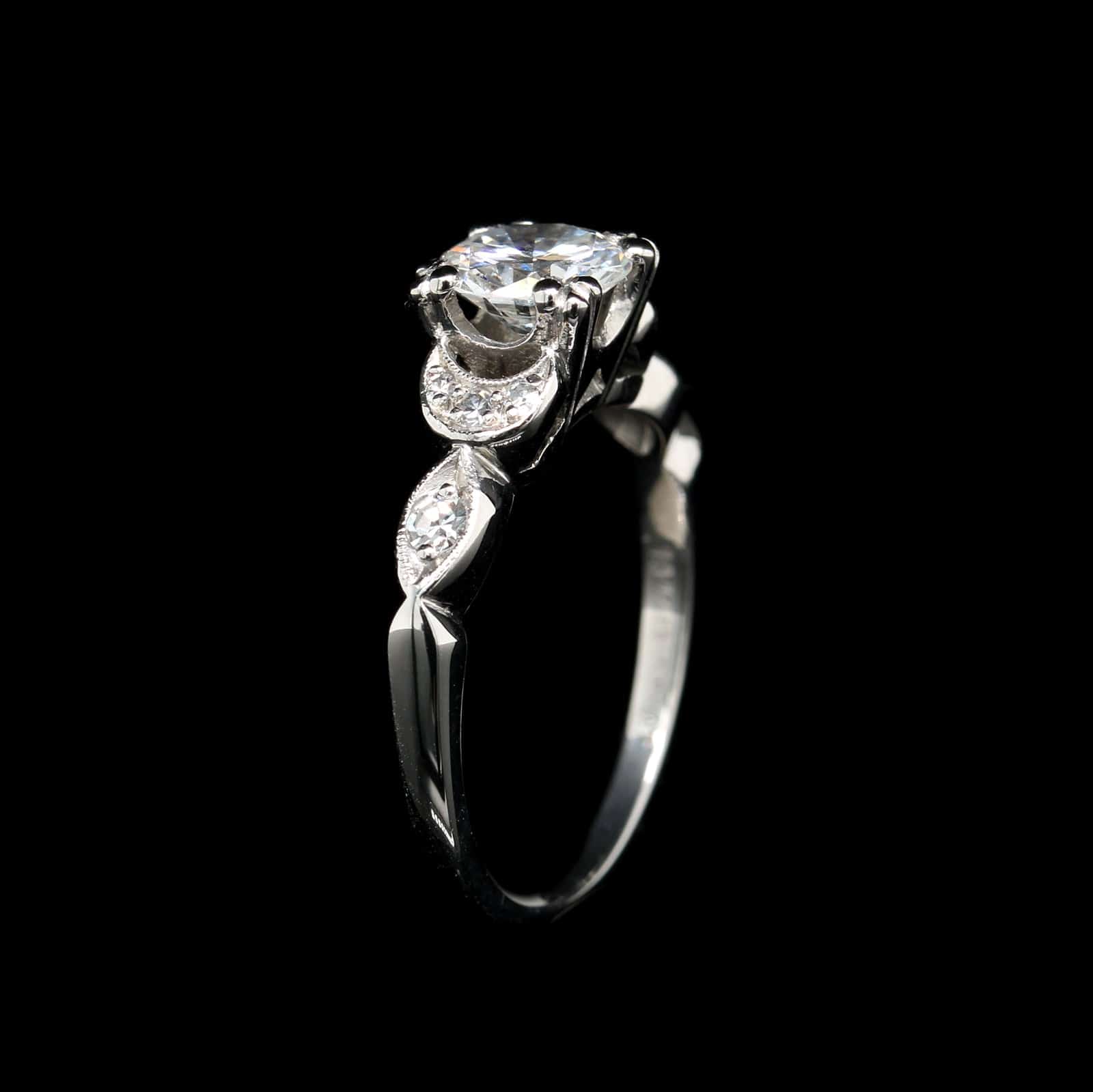 Platinum Estate Diamond Solitaire Ring - Image 2