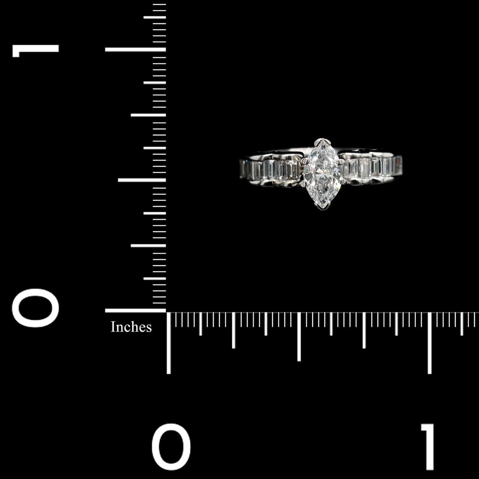18K White Gold Estate Diamond Marquise Engagement Ring - Image 3
