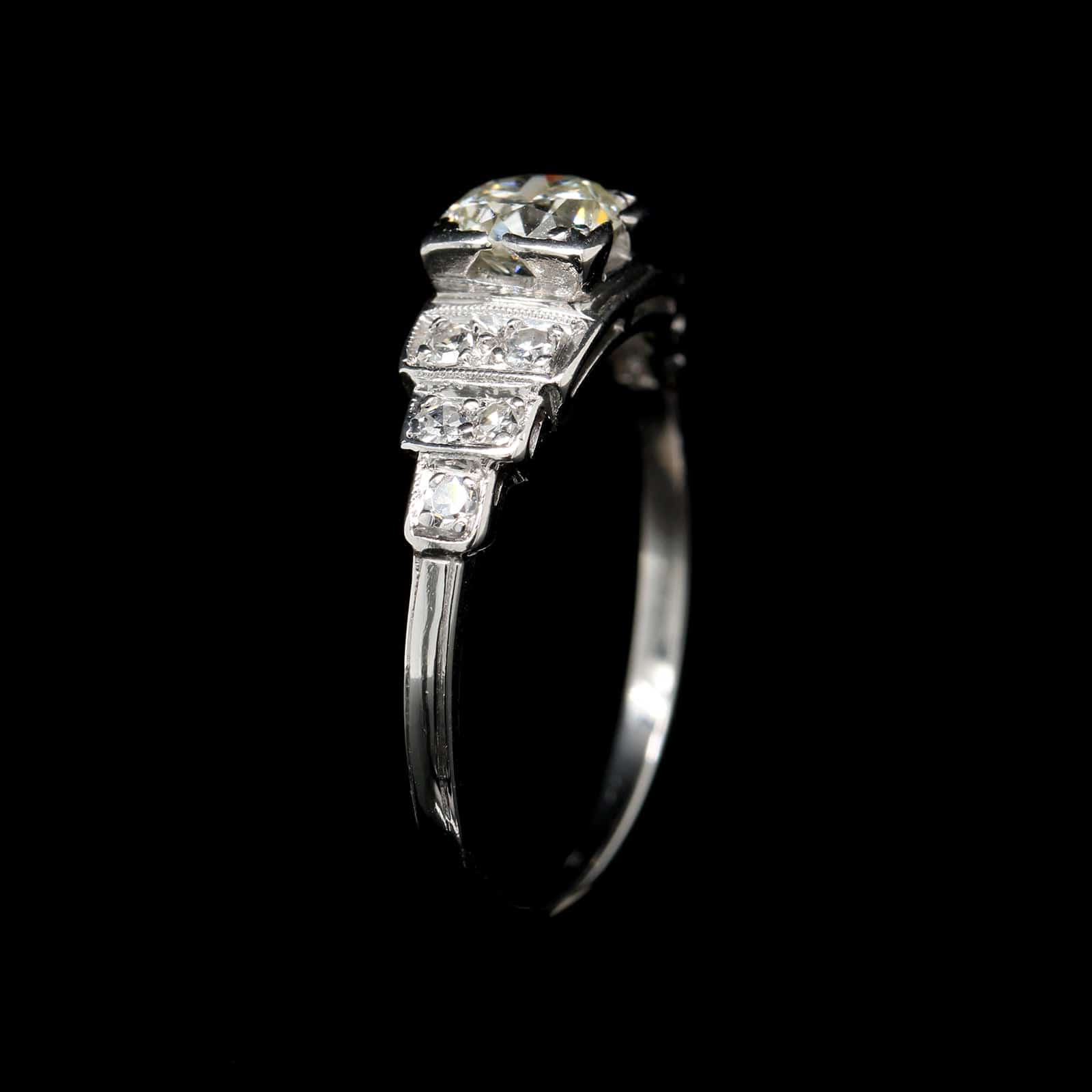 Vintage 14K White Gold Estate Diamond Engagement Ring - Image 2
