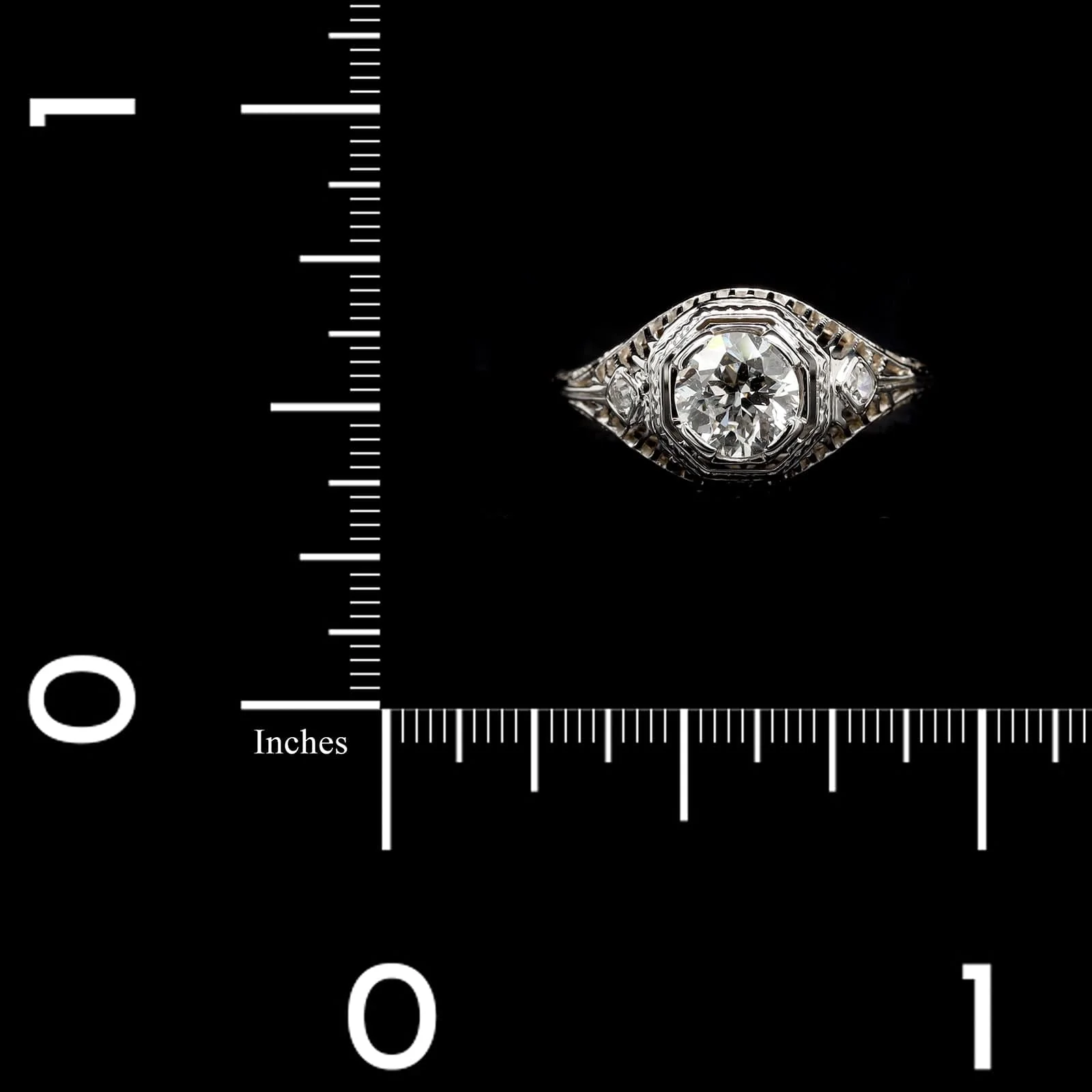 Vintage 18K White Gold Estate Diamond Engagement Ring - Image 3