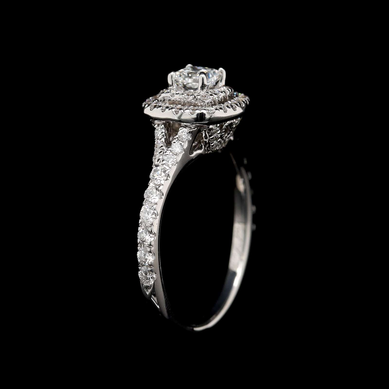 14K White Gold Estate Diamond Halo Engagement Ring - Image 2