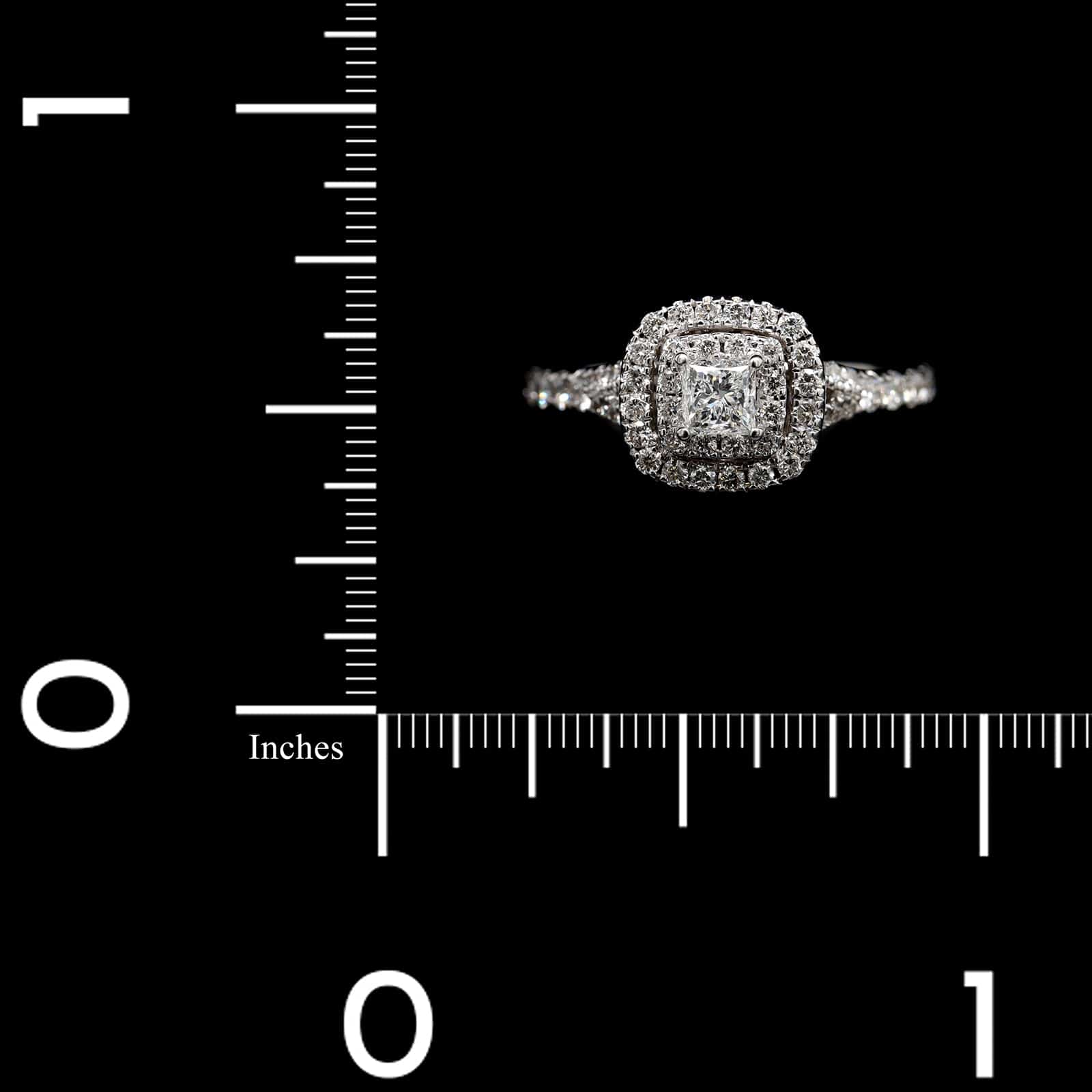 14K White Gold Estate Diamond Halo Engagement Ring - Image 3