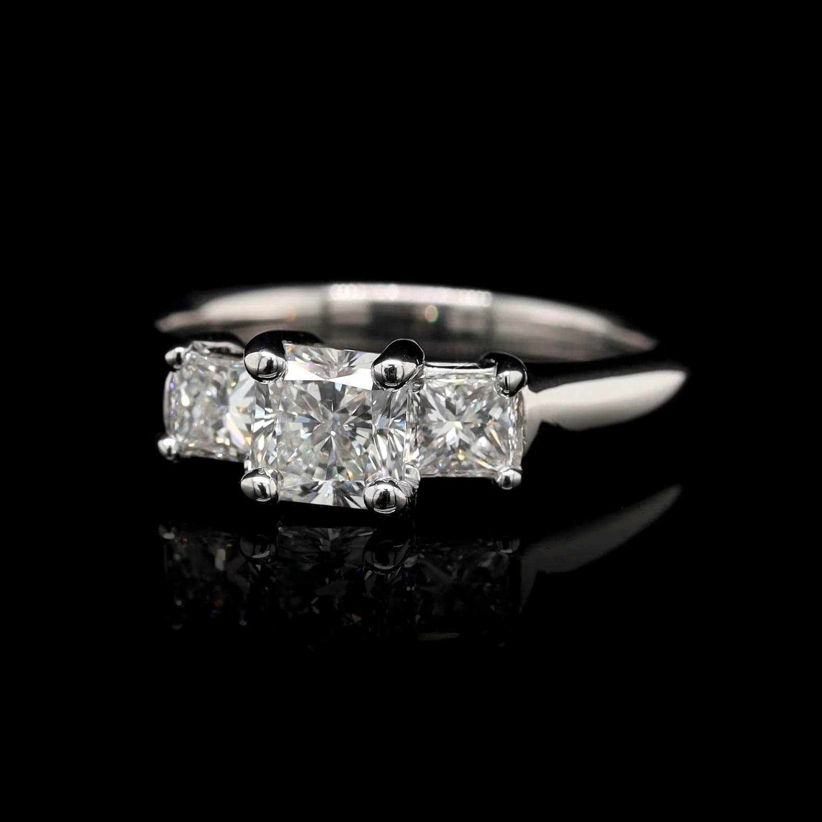 14K White Gold Estate Diamond Three Stone Engagement Ring