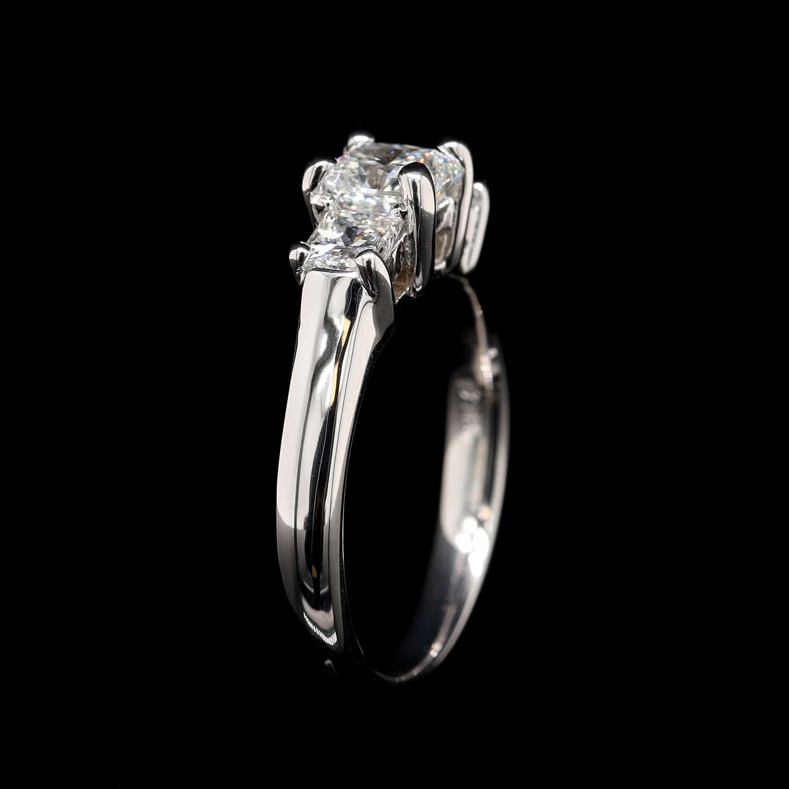 14K White Gold Estate Diamond Three Stone Engagement Ring - Image 2