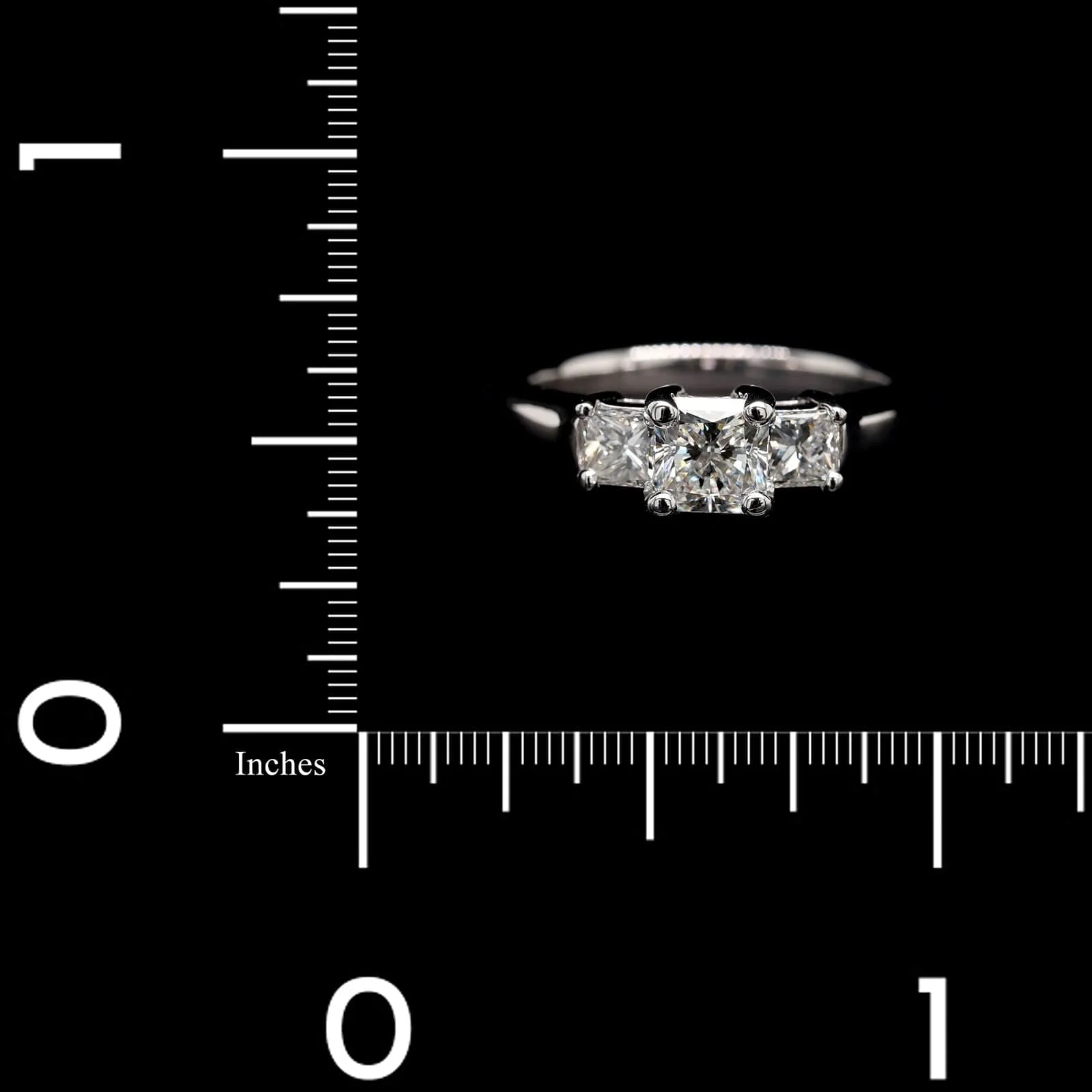 14K White Gold Estate Diamond Three Stone Engagement Ring - Image 3