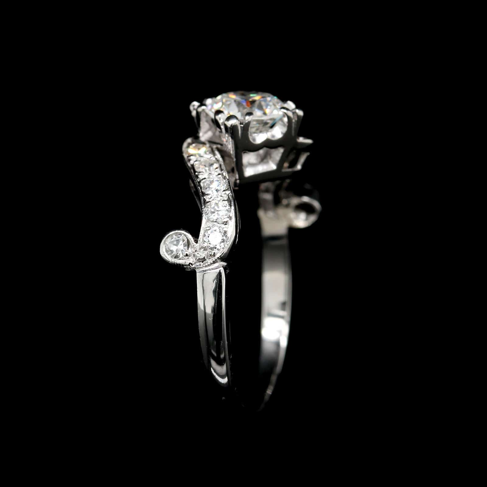 Vintage Platinum Estate Diamond Solitaire Engagement Ring - Image 2