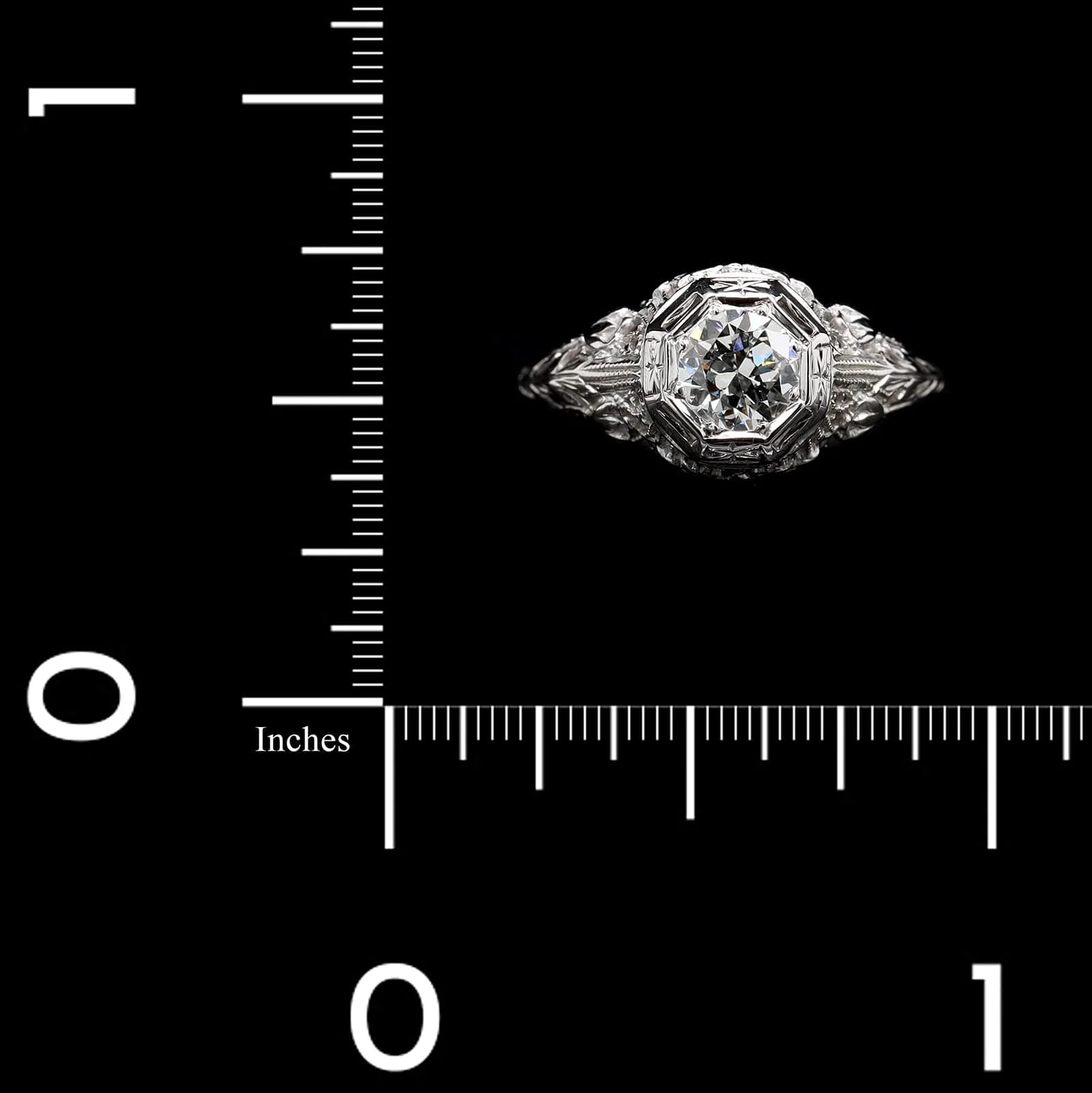 Vintage 18K White Gold Estate Diamond Filigree Ring - Image 3