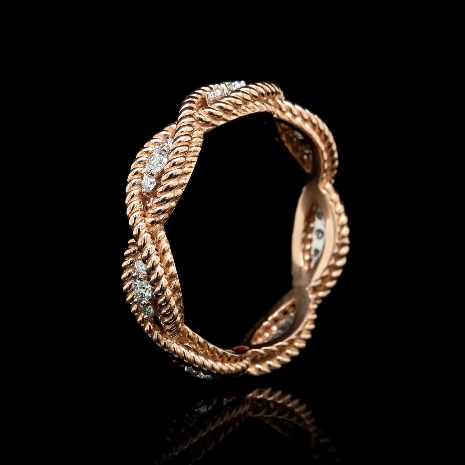 Roberto Coin 18K Rose Gold Estate Diamond Barocco Ring - Image 3