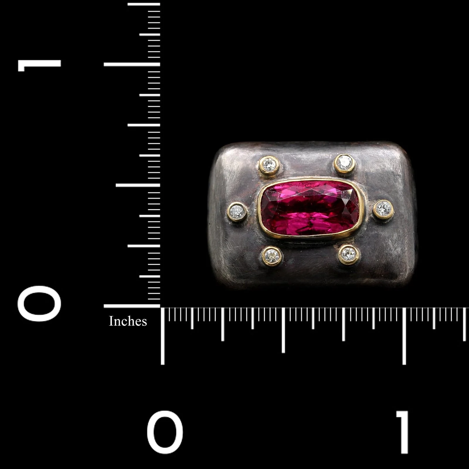 Lika Behar Sterling Silver 24K Yellow Gold Estate Pink Tourmaline and Diamond Ring - Image 4