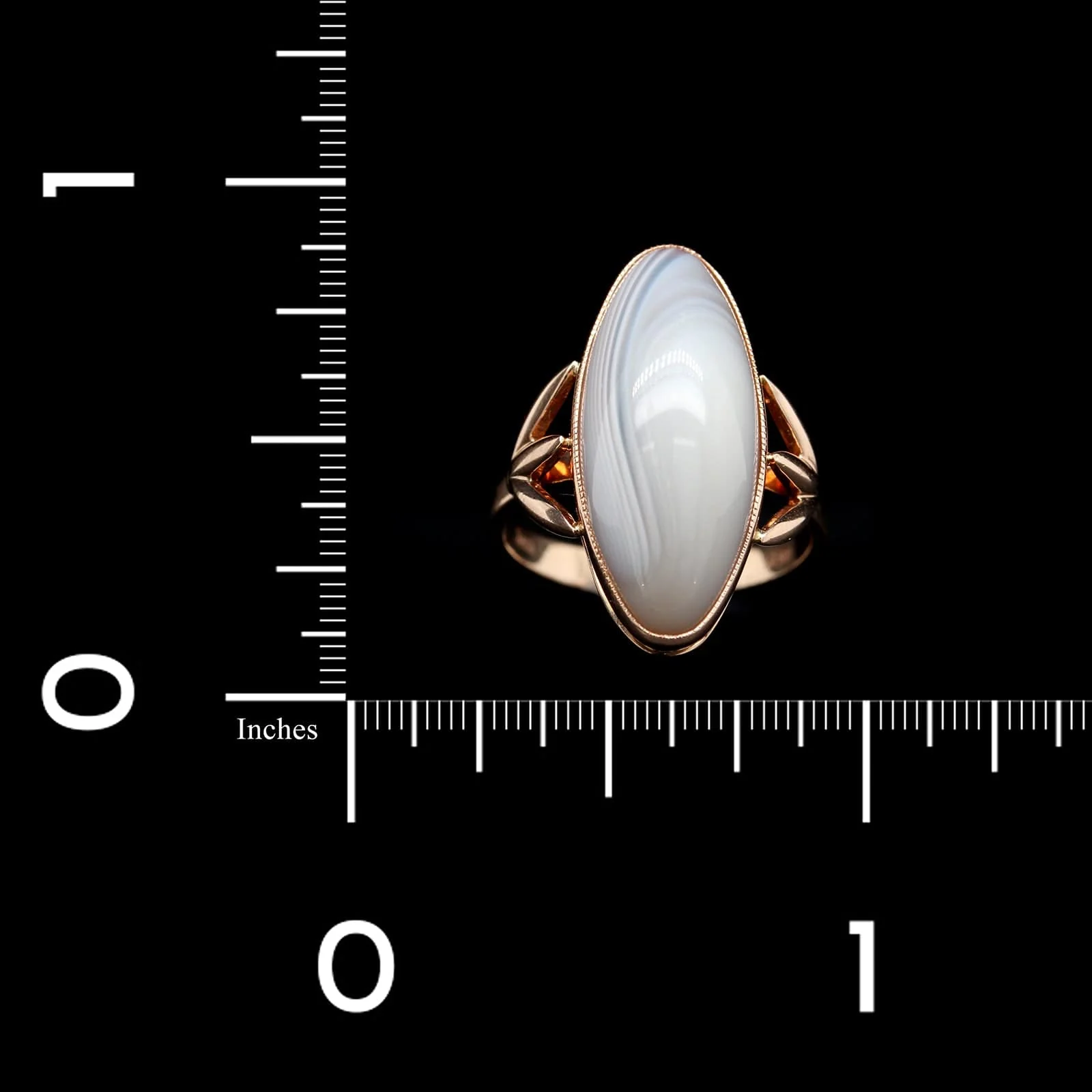 14K Rose Gold Estate Banded Agate Ring - Image 4