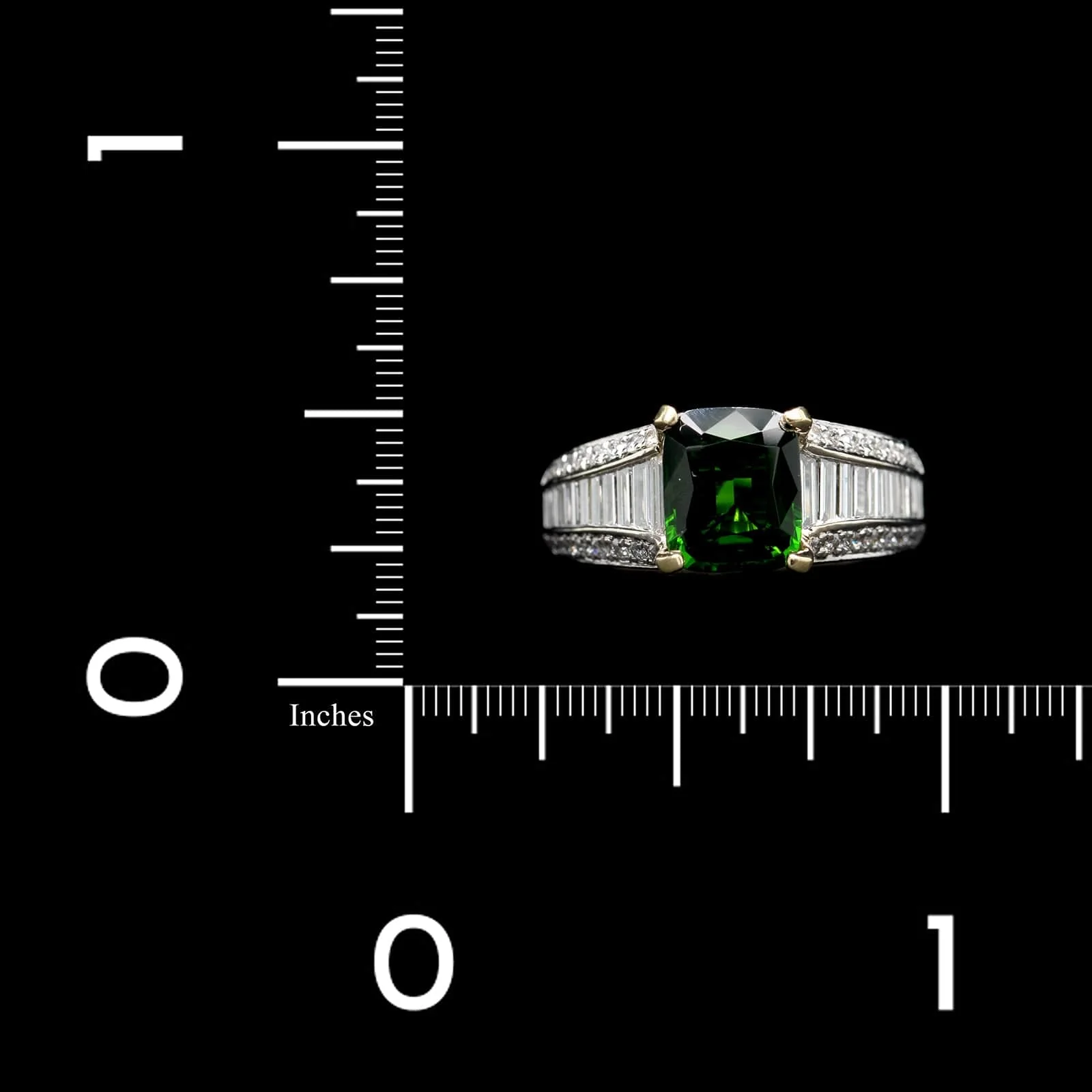 14K White Gold Estate Chrome Diopside and Diamond Ring - Image 4