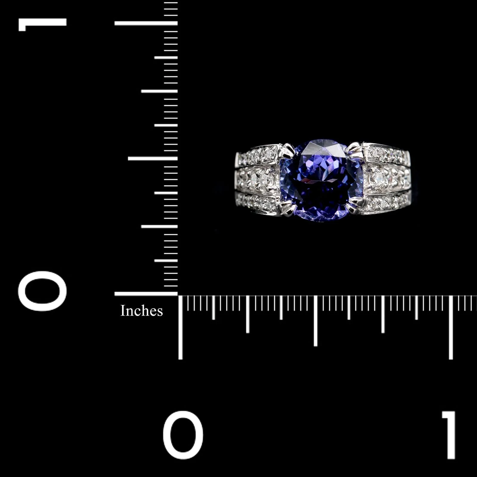 14K White Gold Estate Tanzanite and Diamond Ring - Image 3