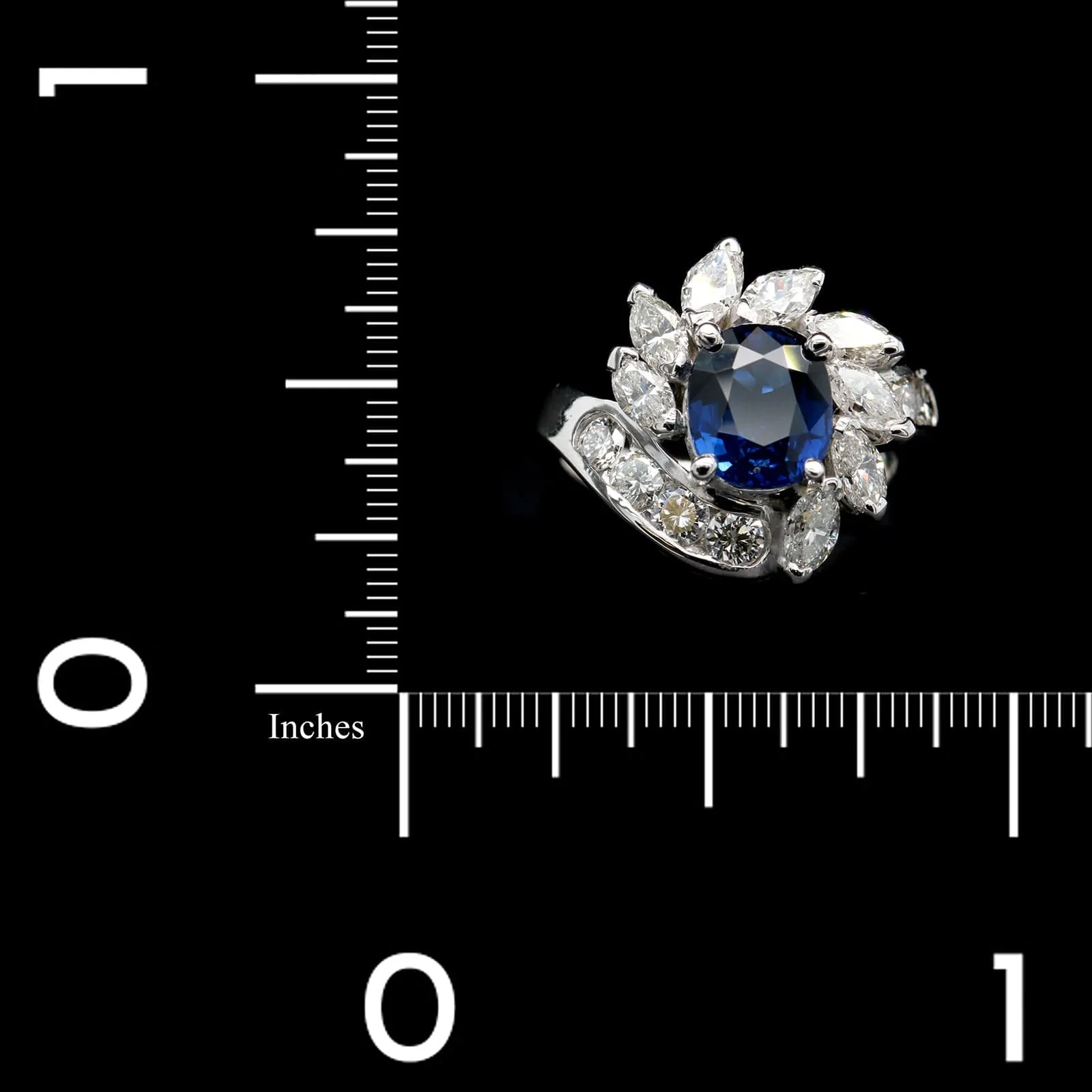 14K White Gold Estate Sapphire and Diamond Ring - Image 3
