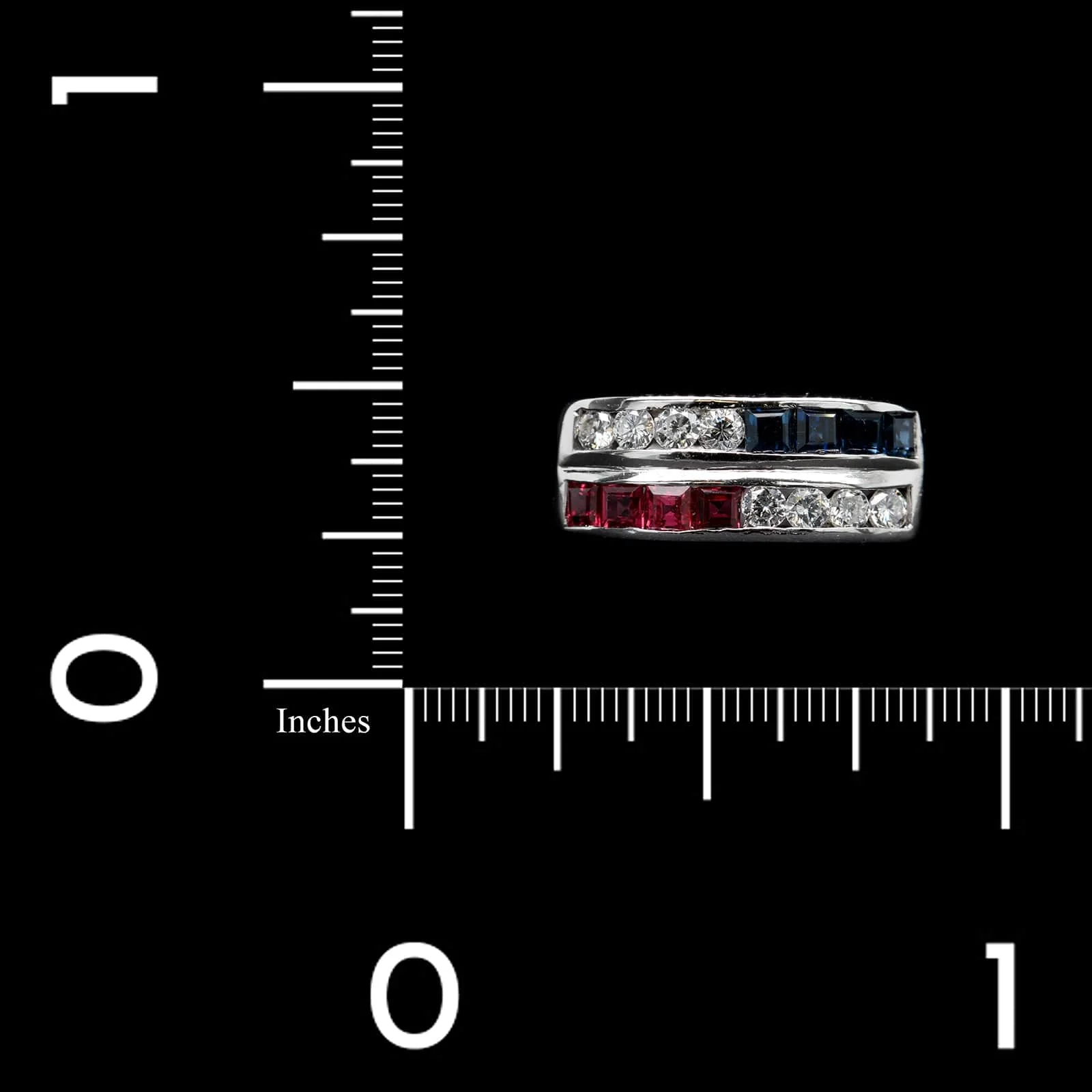 Platinum Estate Sapphire, Ruby and Diamond Ring - Image 3