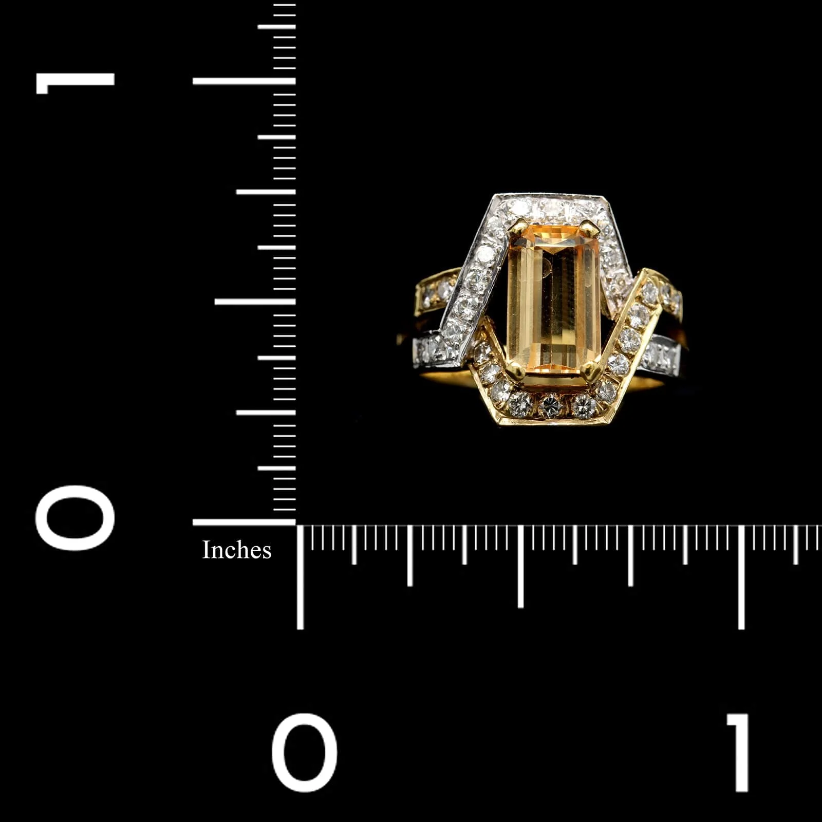 18K Two-toned Gold Estate Topaz and Diamond Ring - Image 3