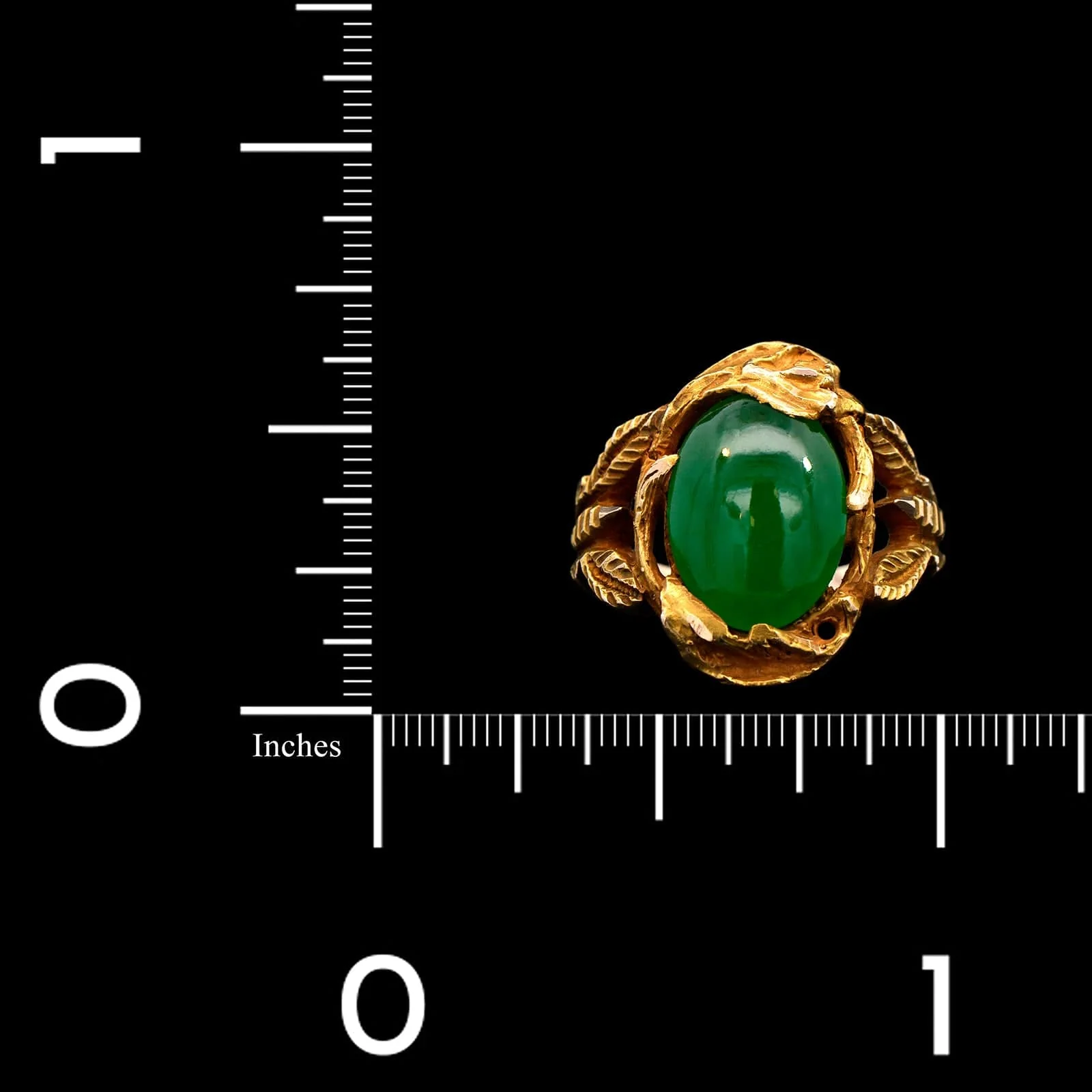 14K Yellow Gold Estate Jadeite Ring - Image 3