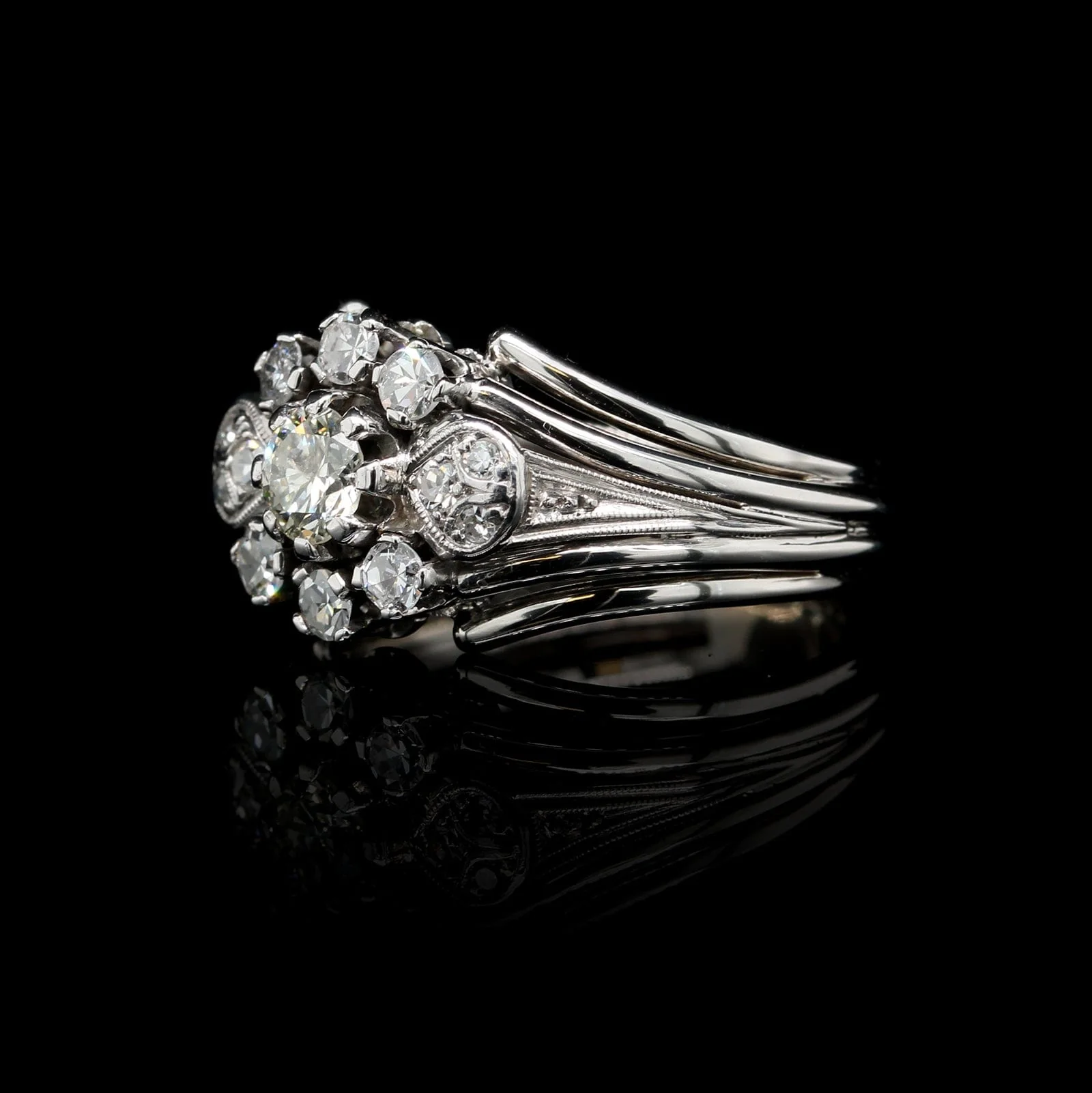 14K White Gold Estate Vintage Diamond Ring