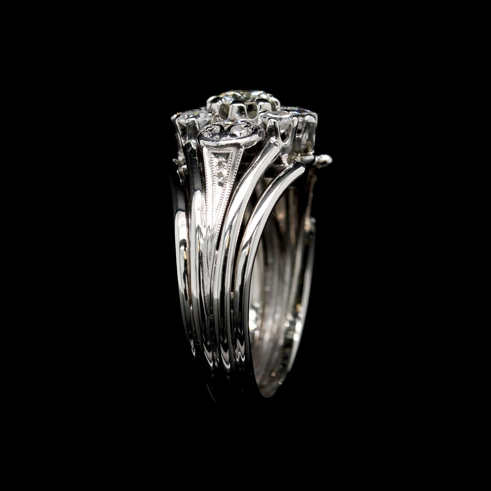 14K White Gold Estate Vintage Diamond Ring - Image 2