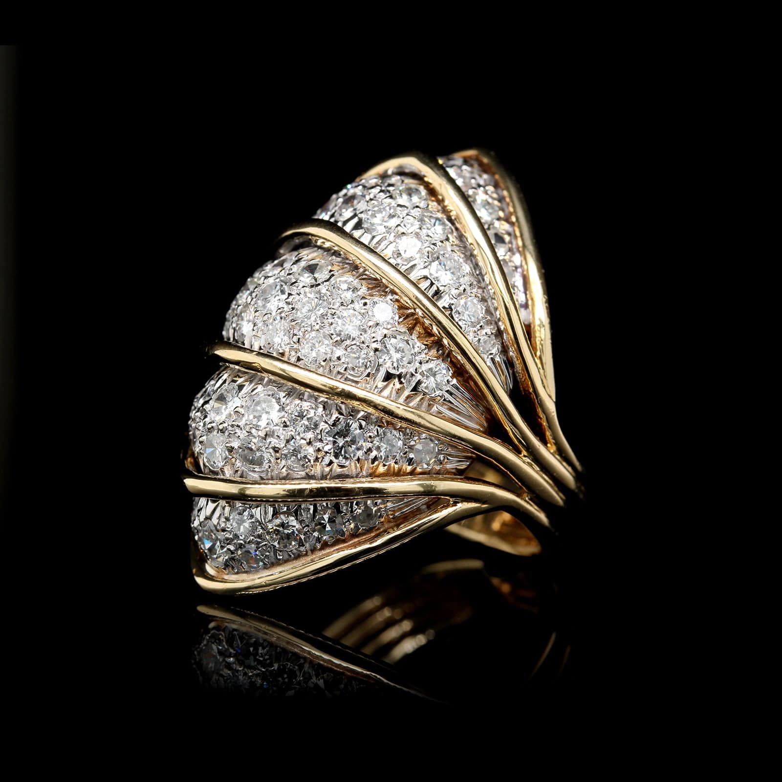18K Two-tone Gold Estate Diamond Pave Dome Ring