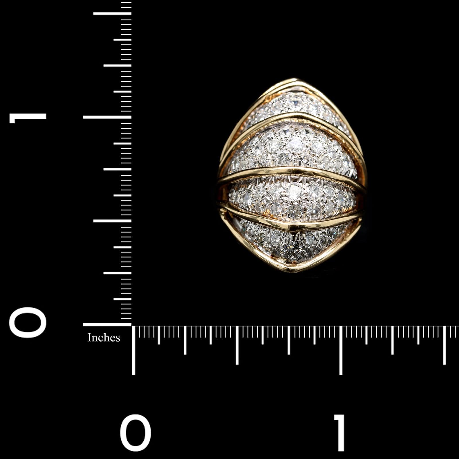 18K Two-tone Gold Estate Diamond Pave Dome Ring - Image 3