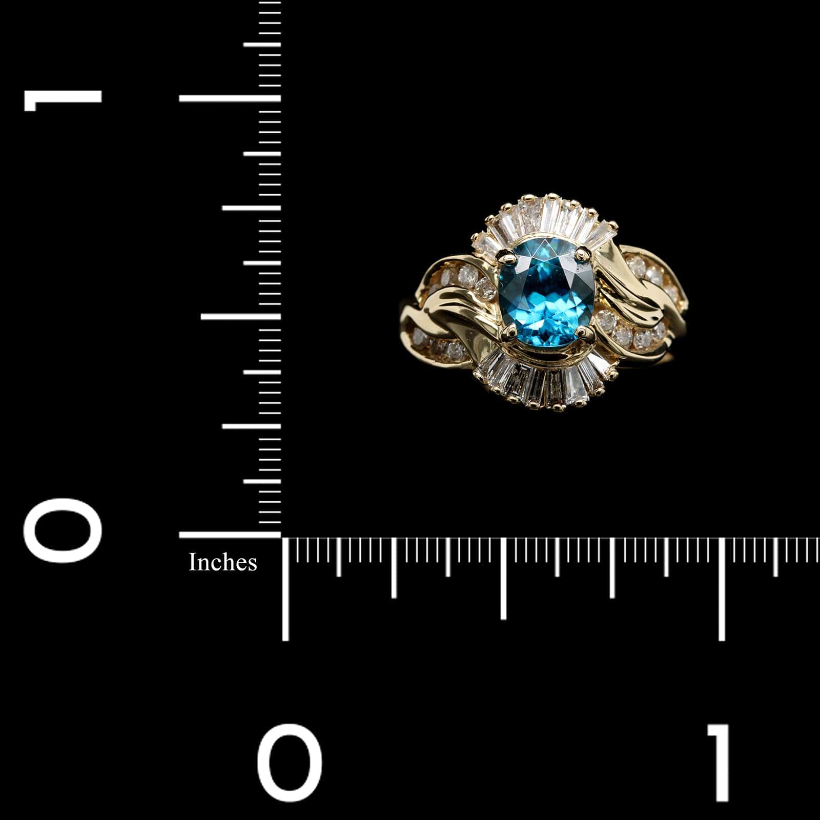 14K Yellow Gold Estate Zircon and Diamond Ring - Image 3