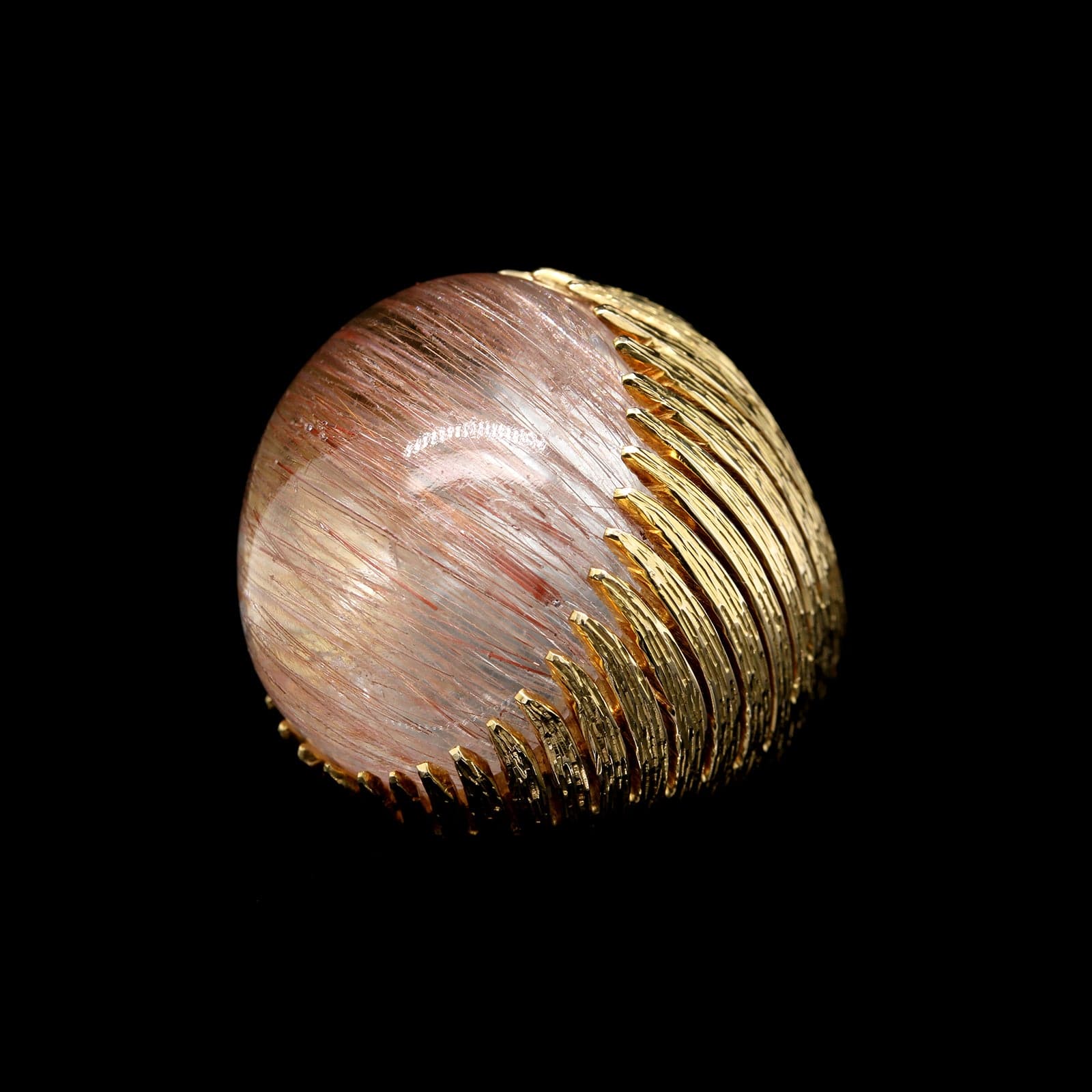 14K Yellow Gold Estate Rutilated Quartz Cabachon Ring