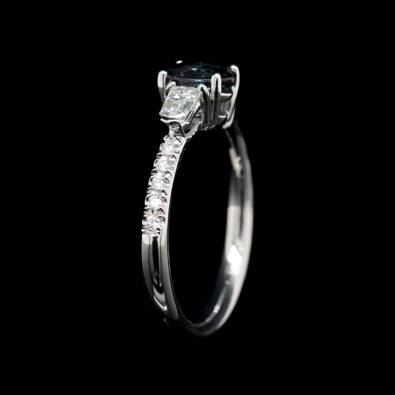 Mark Henry 18K White Gold Estate Alexandrite and Diamond Ring - Image 2