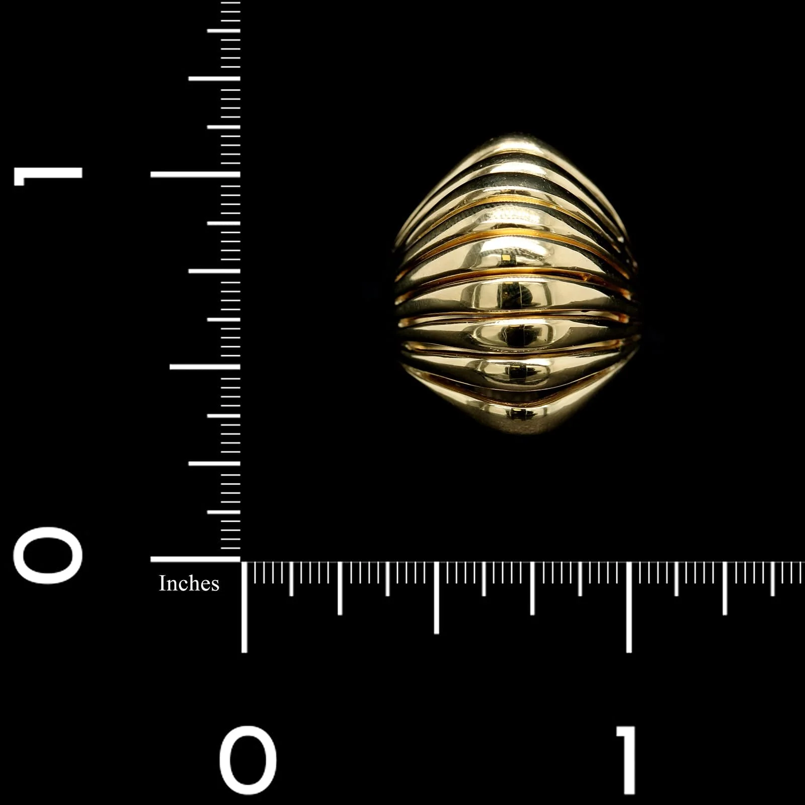 18K Yellow Gold Estate Ribbed Dome Ring - Image 3