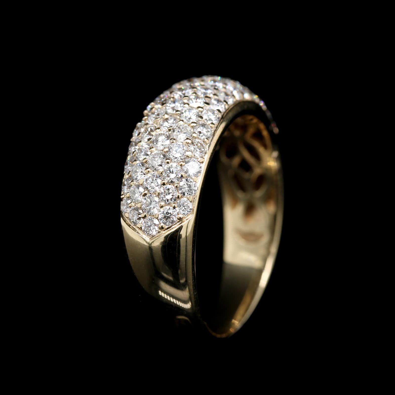 14K Yellow Gold Estate Diamond Pave Dome Ring - Image 2
