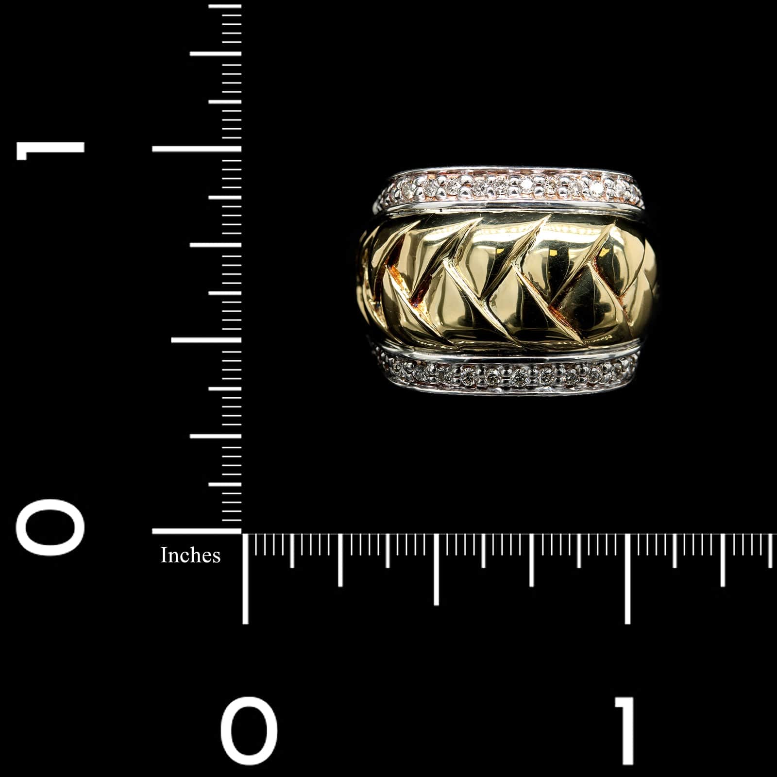Scott Kay Sterling Silver and 18K Yellow Gold Medium Diamond Woven Ring - Image 3