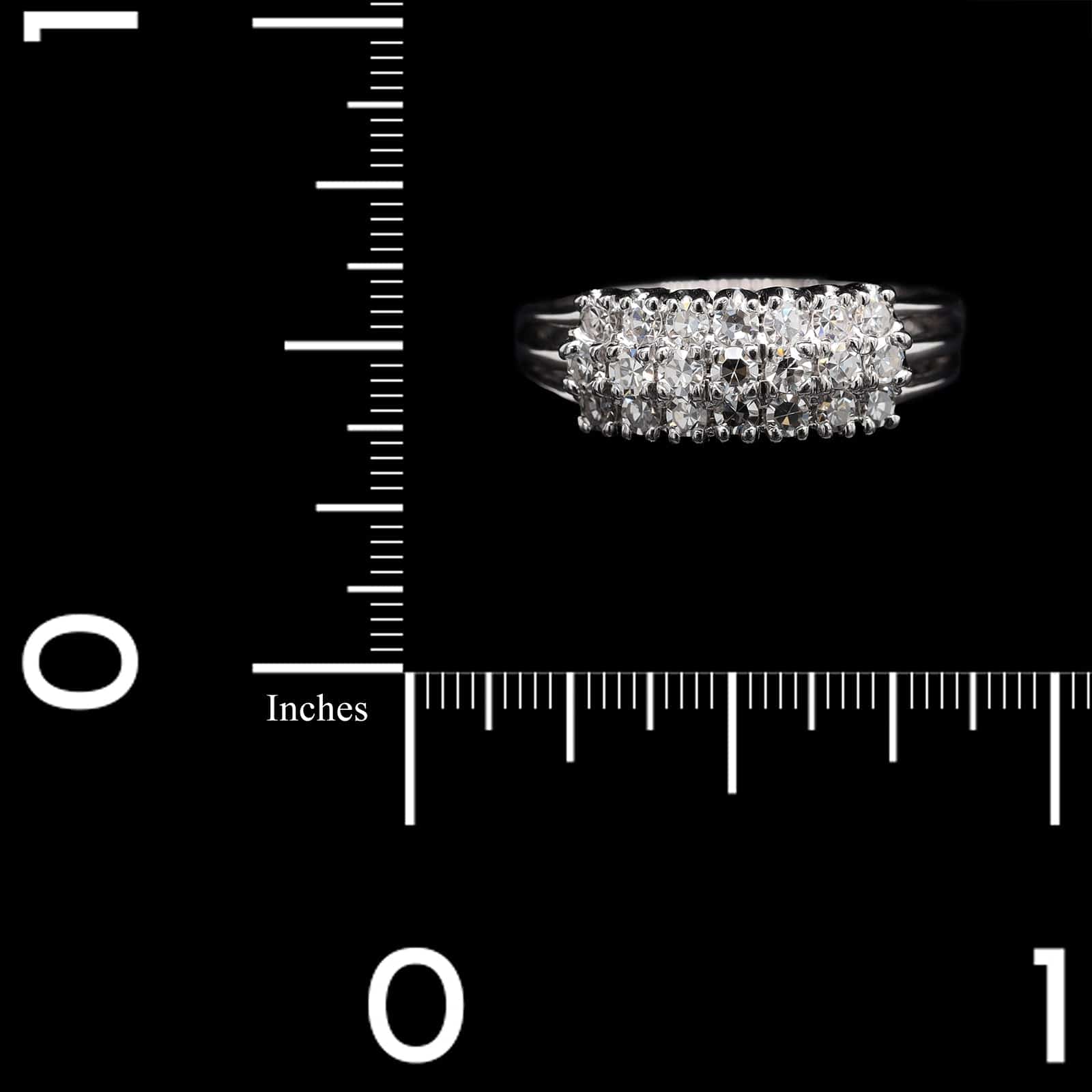 14K White Gold Estate Diamond Three Row Ring - Image 3