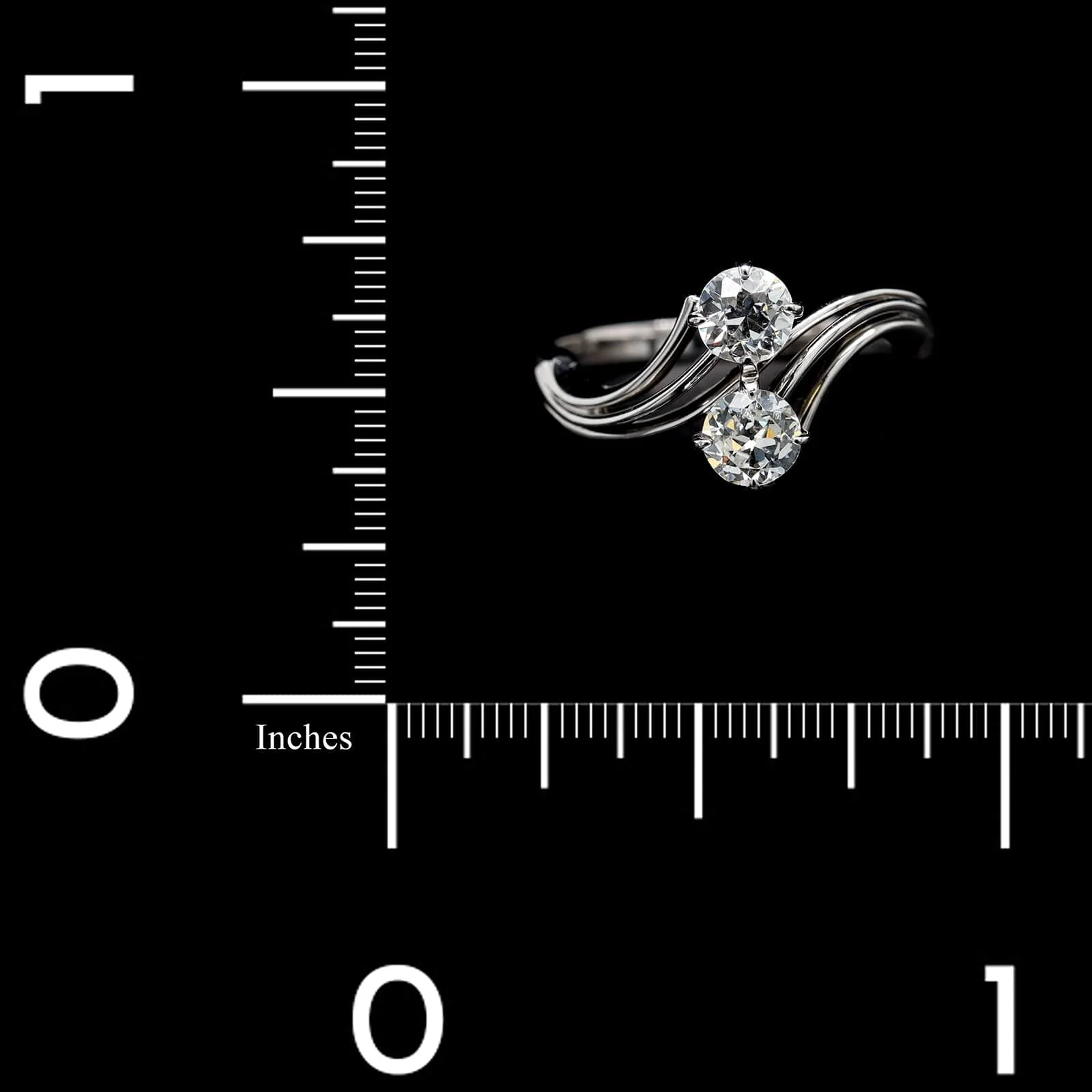 Jabel Vintage 18K White Gold Estate Diamond Bypass Ring - Image 3