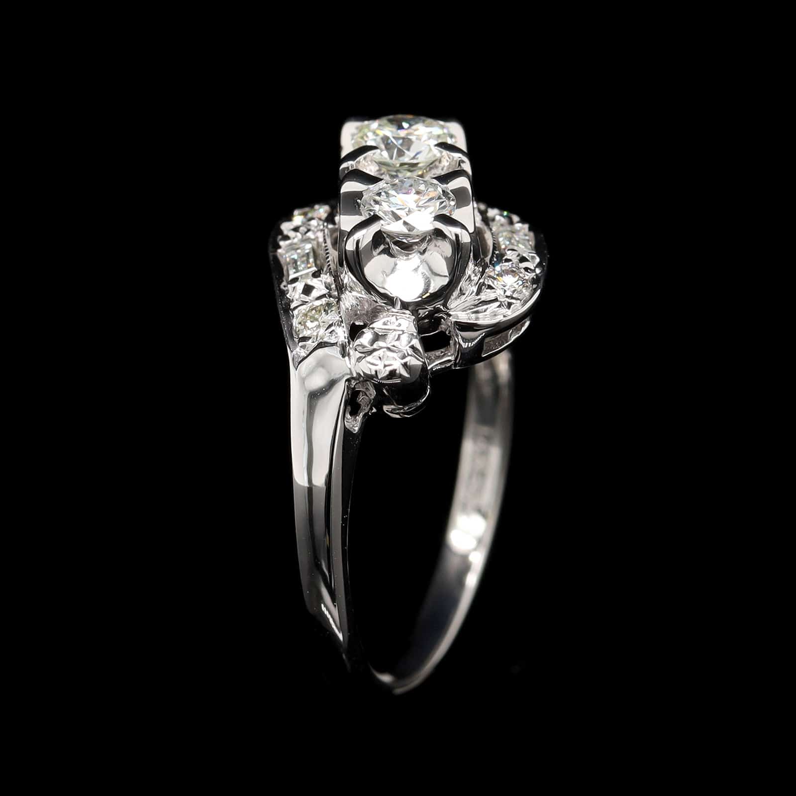 14K White Gold Estate Diamond Ring - Image 2