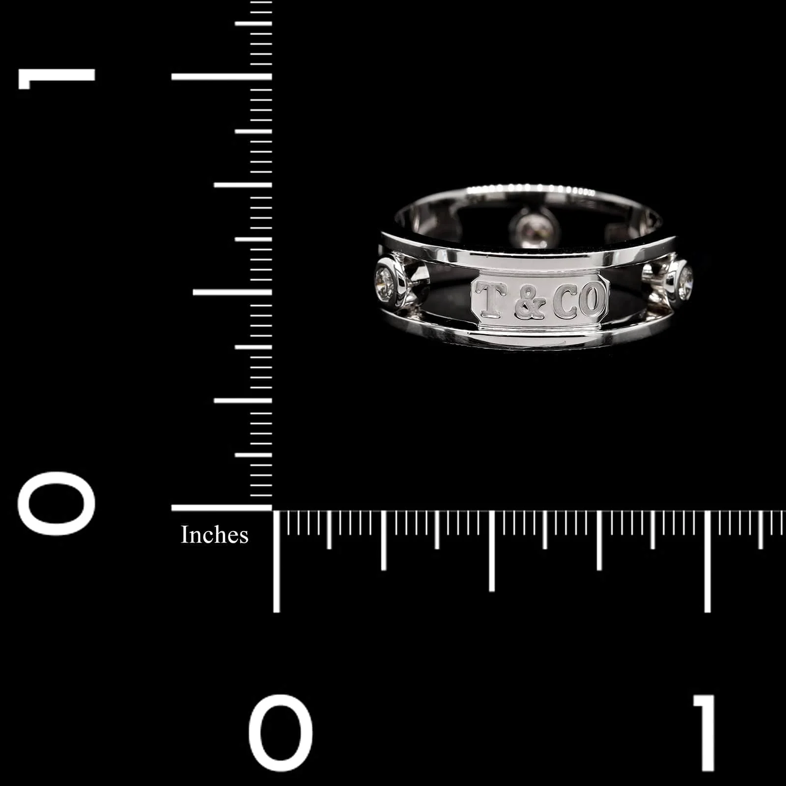 Tiffany & Co. 18K White Gold Estate Diamond 1837 Ring - Image 3