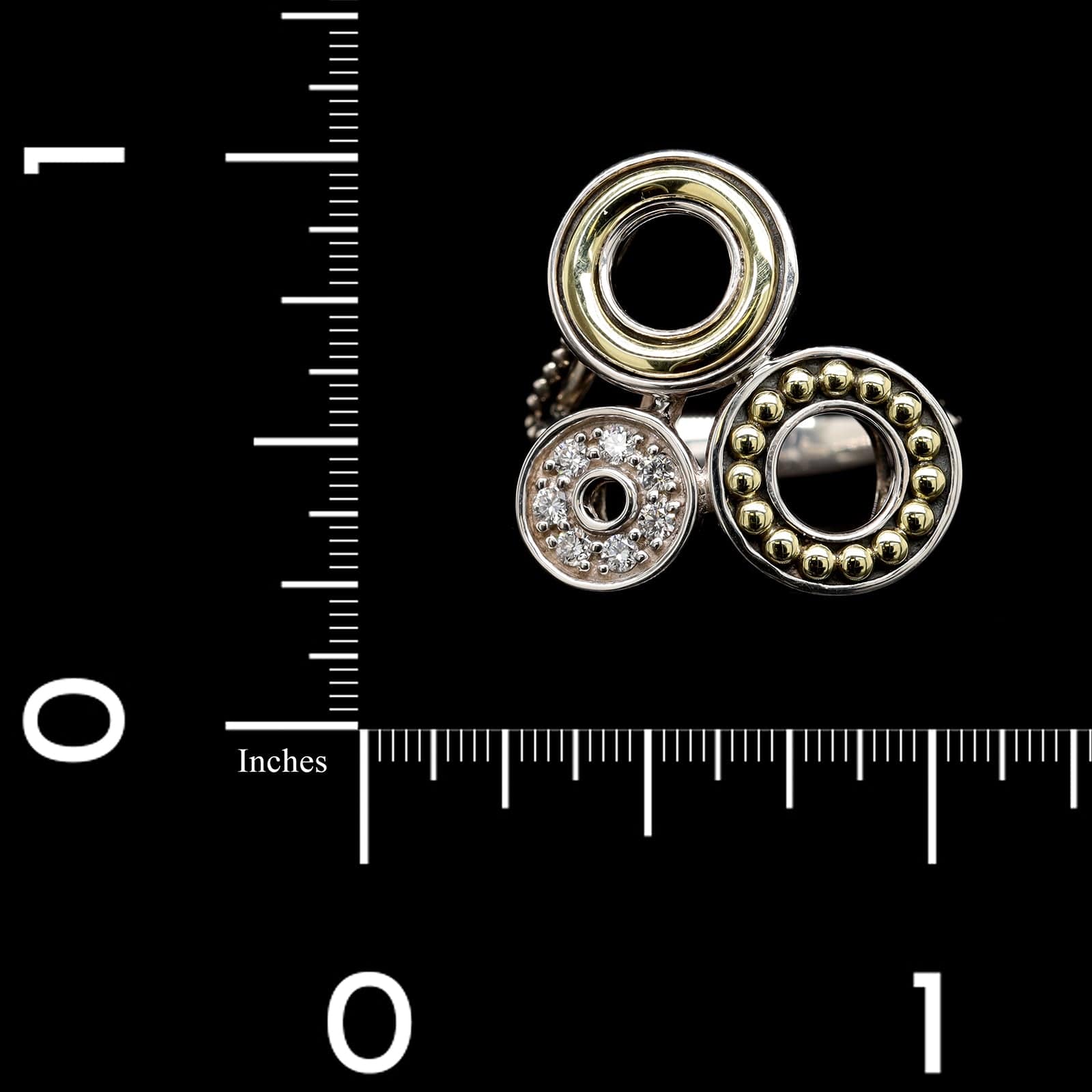 Lagos Sterling Silver and 18K Yellow Gold Estate Circle Diamond Ring - Image 3