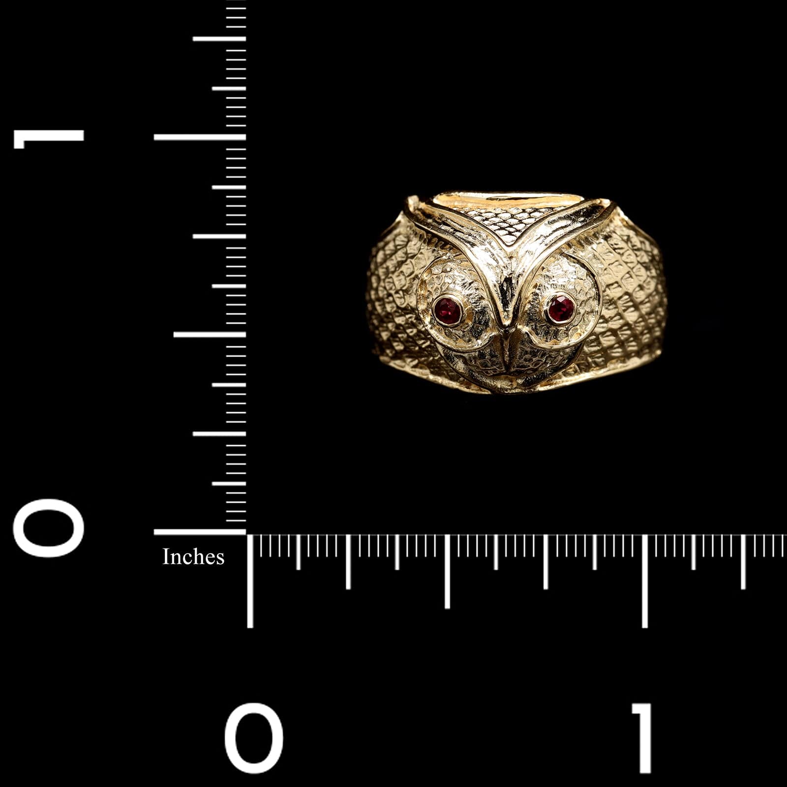 14K Yellow Gold Estate Owl Ring - Image 3