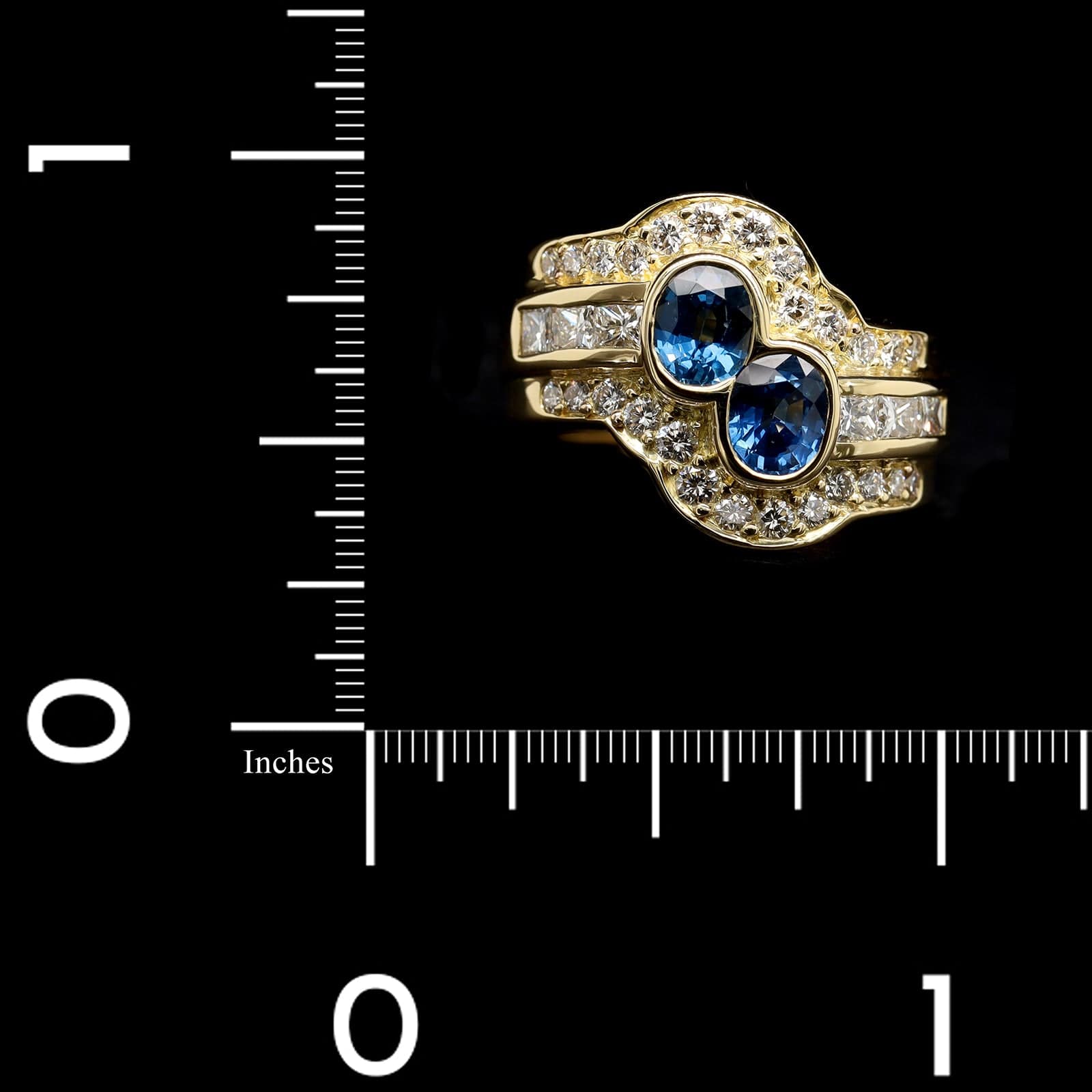 18K Yellow Gold Estate Sapphire and Diamond Ring - Image 3