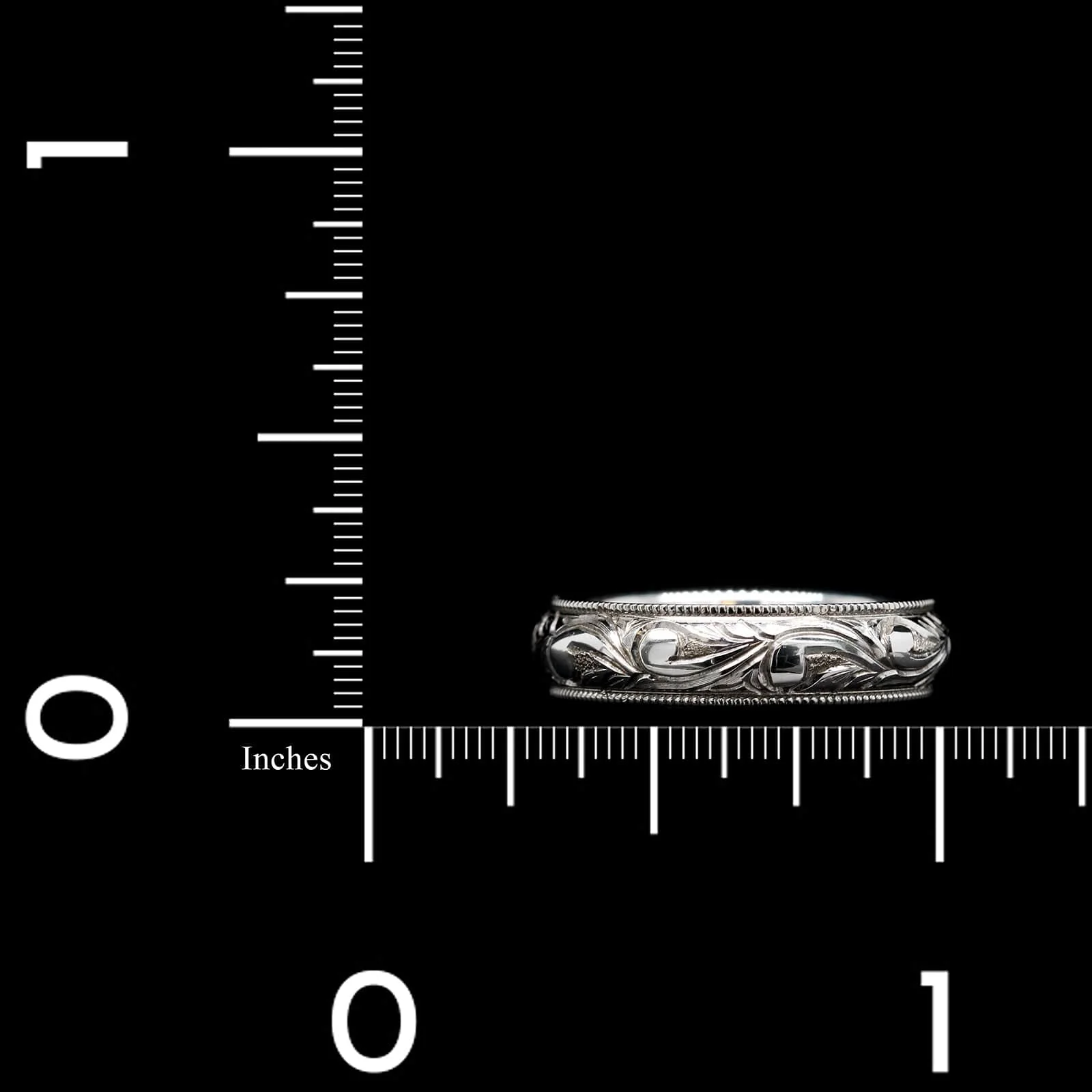 14K White Gold Estate Hand Engraved Band - Image 4