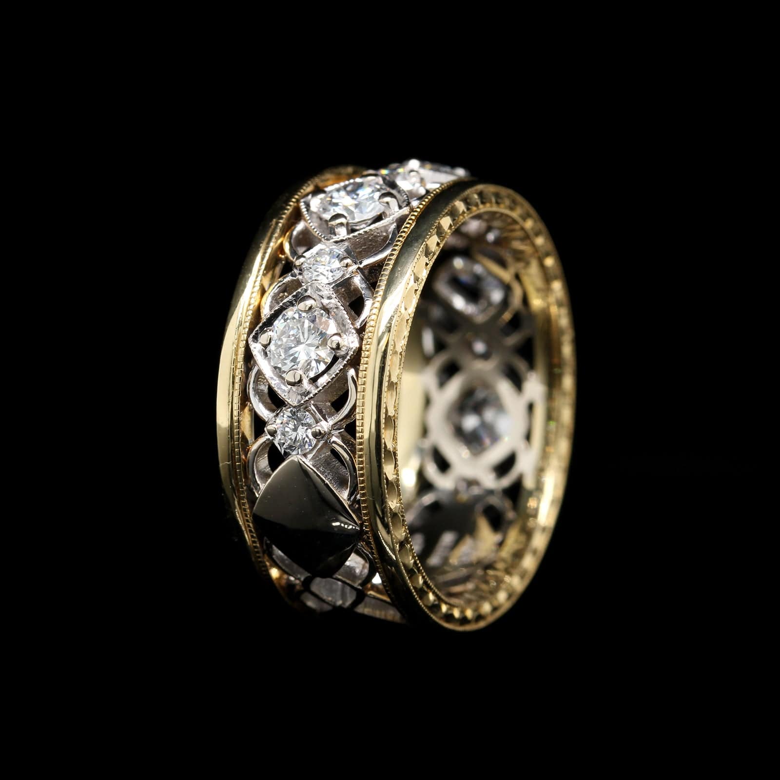 Jack Kelege 18K two-tone Gold Estate Diamond Band - Image 2