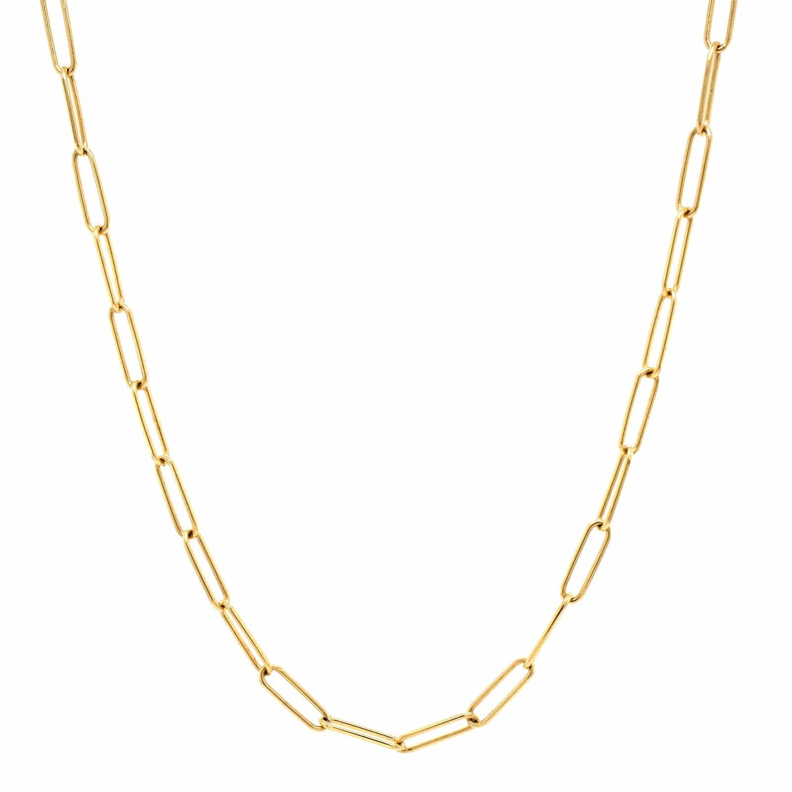 14K Yellow Gold Round Wire Small Oval Chain Necklace