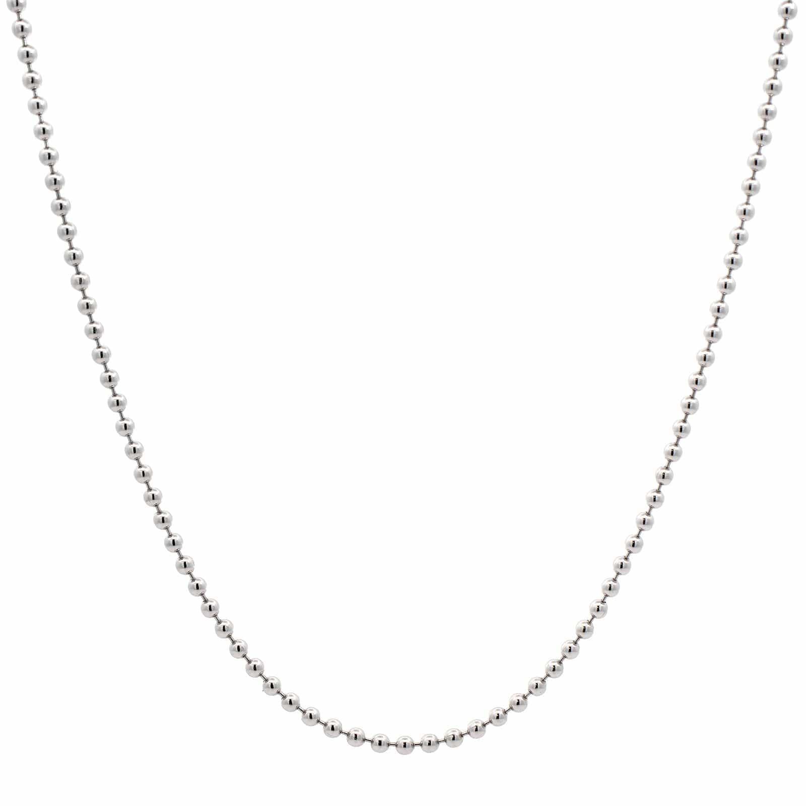 14K White Gold Bead Chain Necklace
