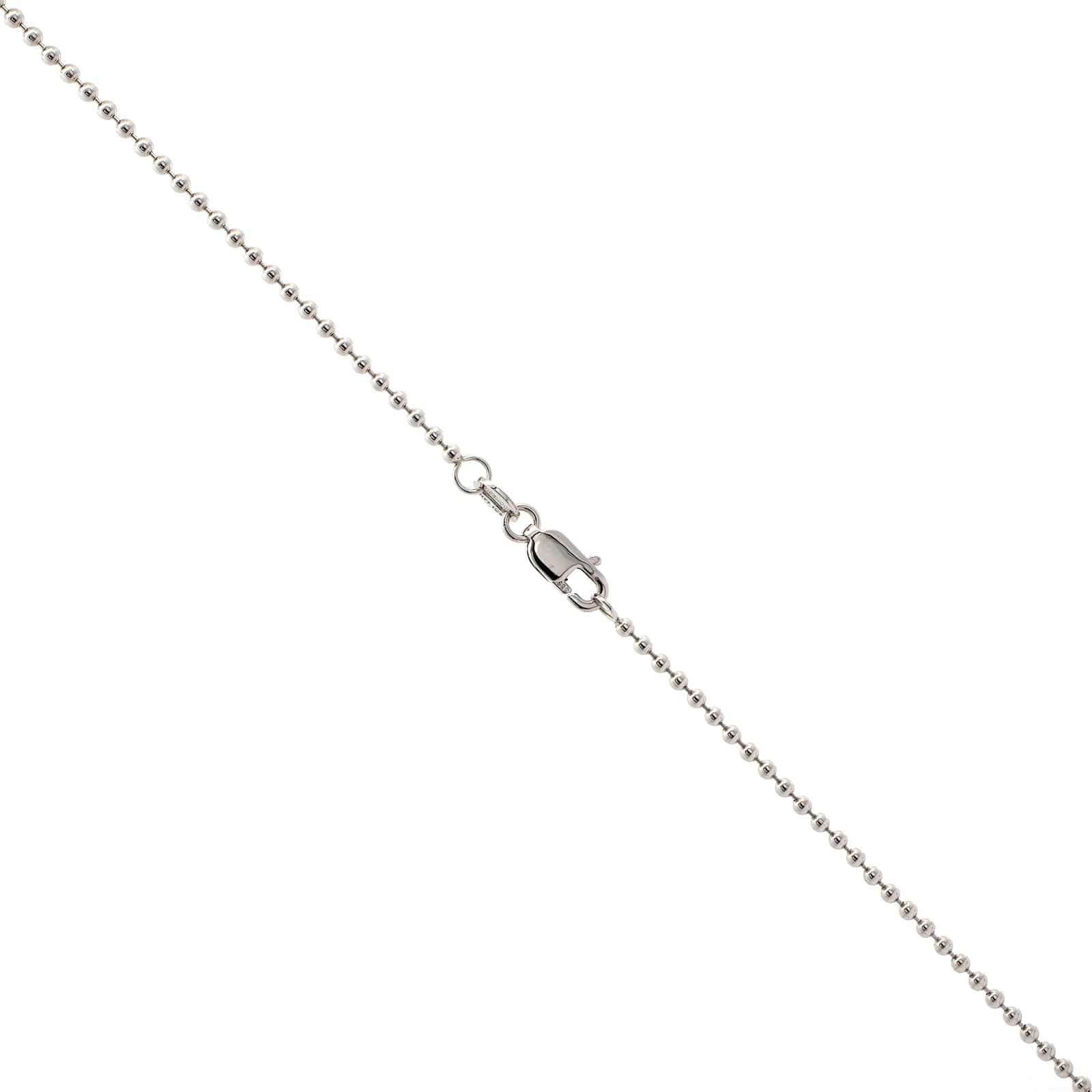 14K White Gold Bead Chain Necklace - Image 2