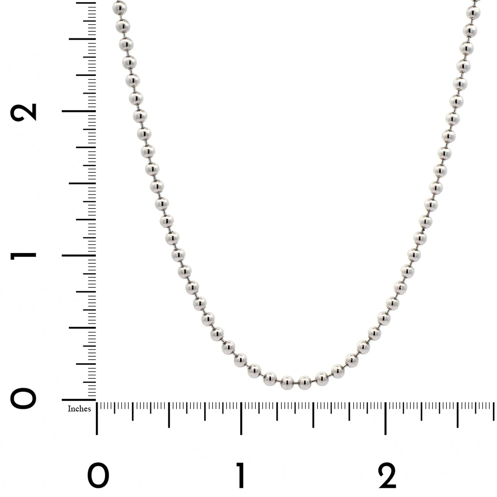 14K White Gold Bead Chain Necklace - Image 3