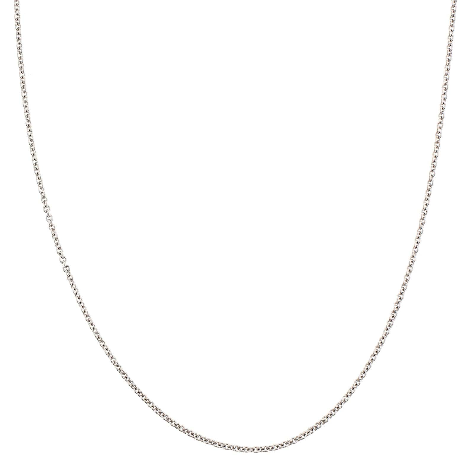 18K White Gold 16-18" Round Cable Chain Necklace