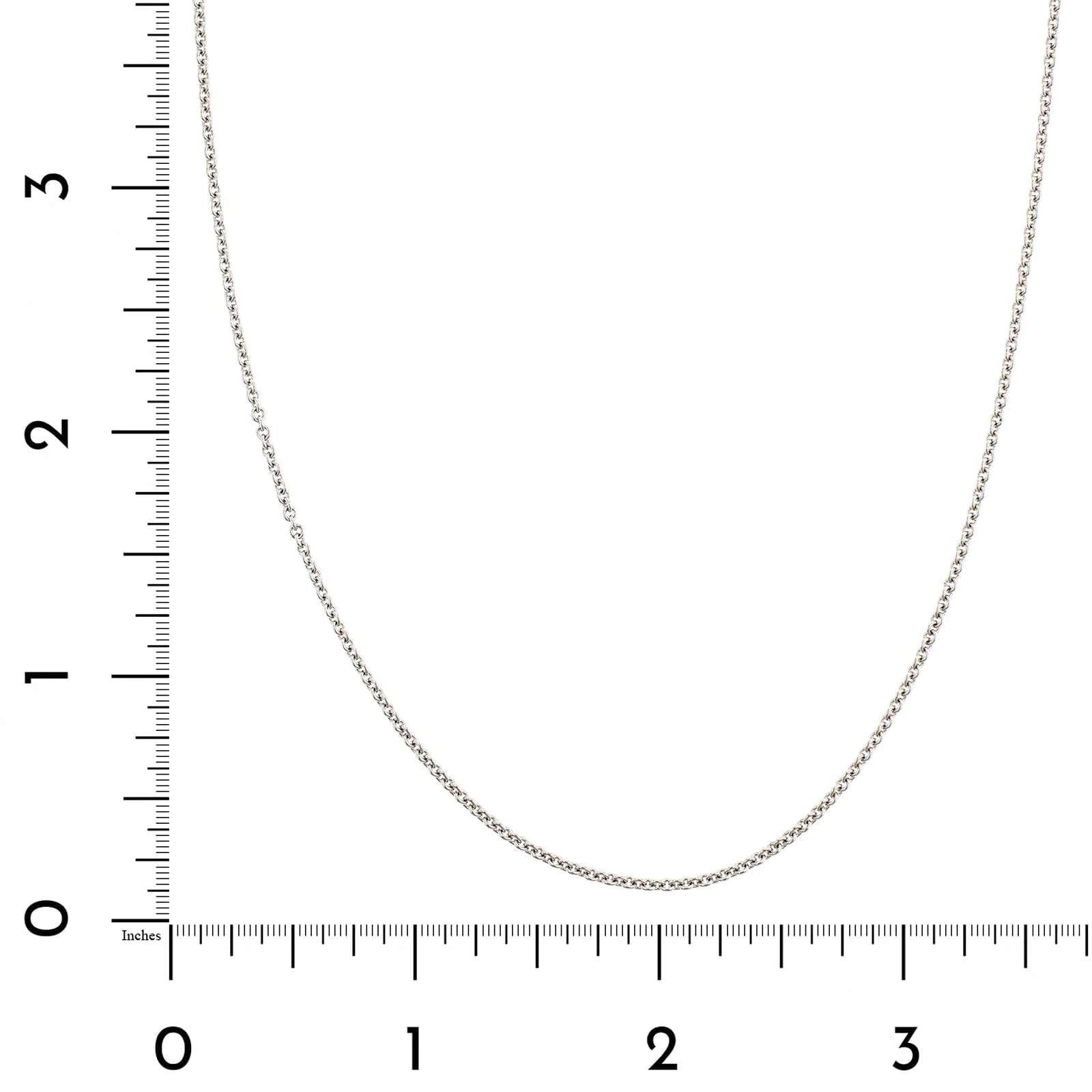 18K White Gold 16-18" Round Cable Chain Necklace - Image 3
