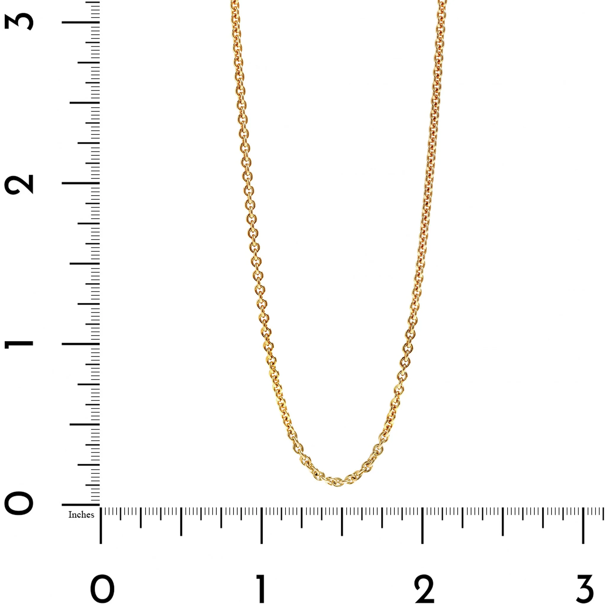 18K Yellow Gold 1.6mm Round Cable Chain Necklace - Image 3