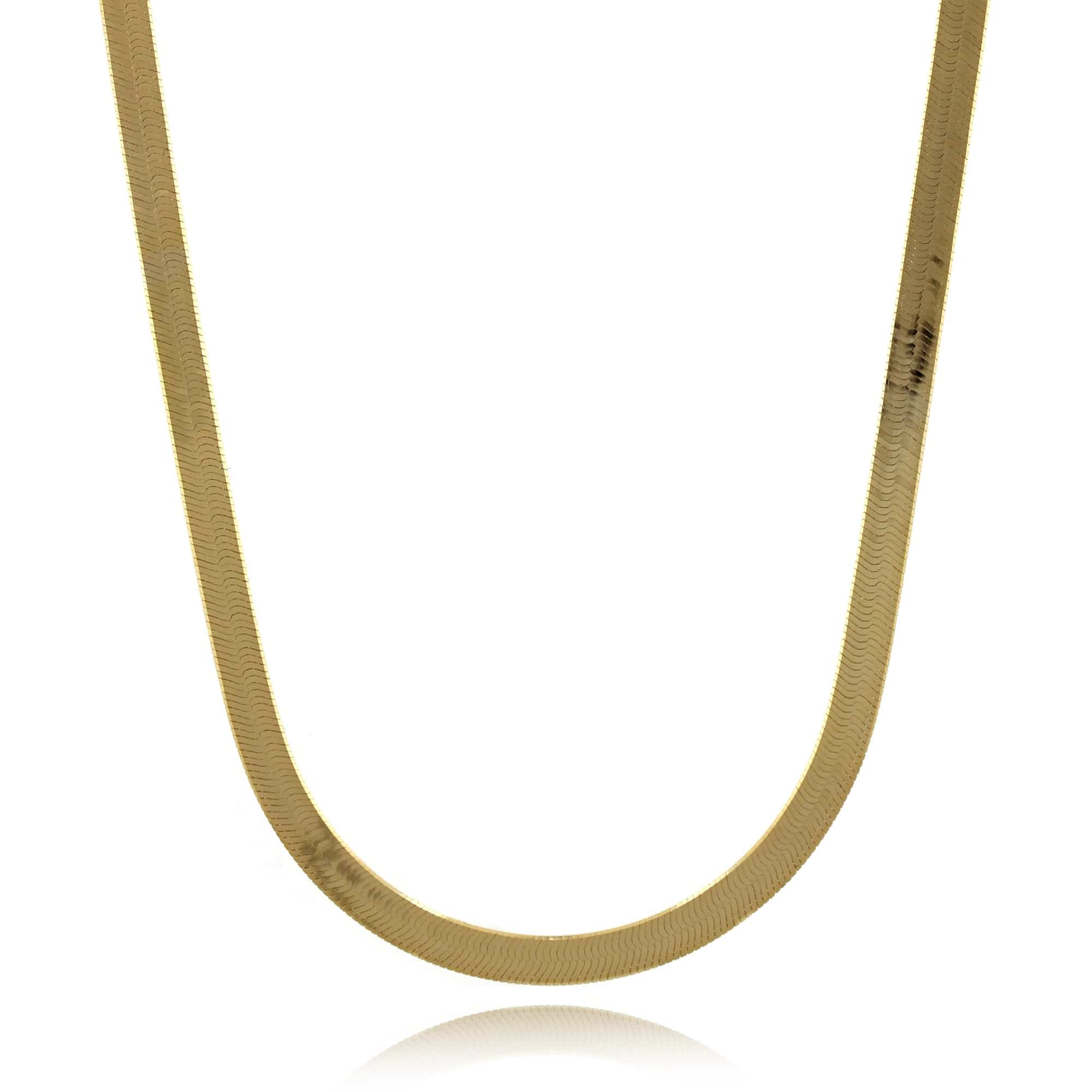14K Yellow Gold Herringbone Chain Necklace
