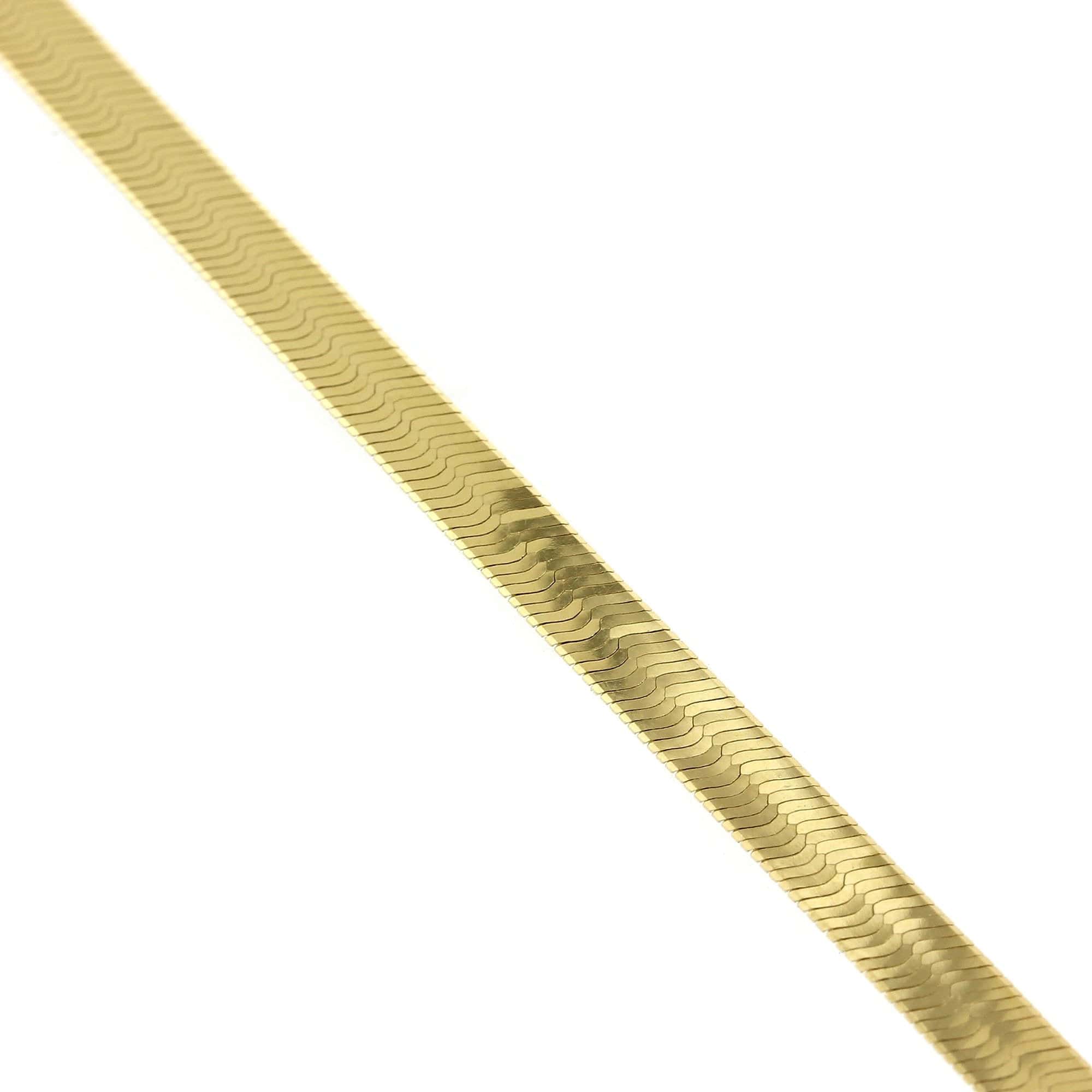 14K Yellow Gold Herringbone Chain Necklace - Image 3