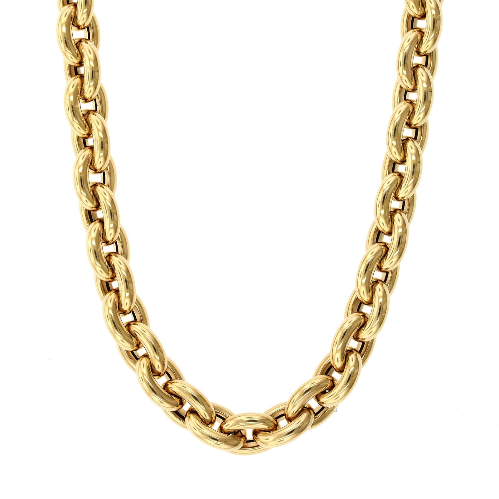 14K Yellow Gold Oval Rolo Chain Necklace