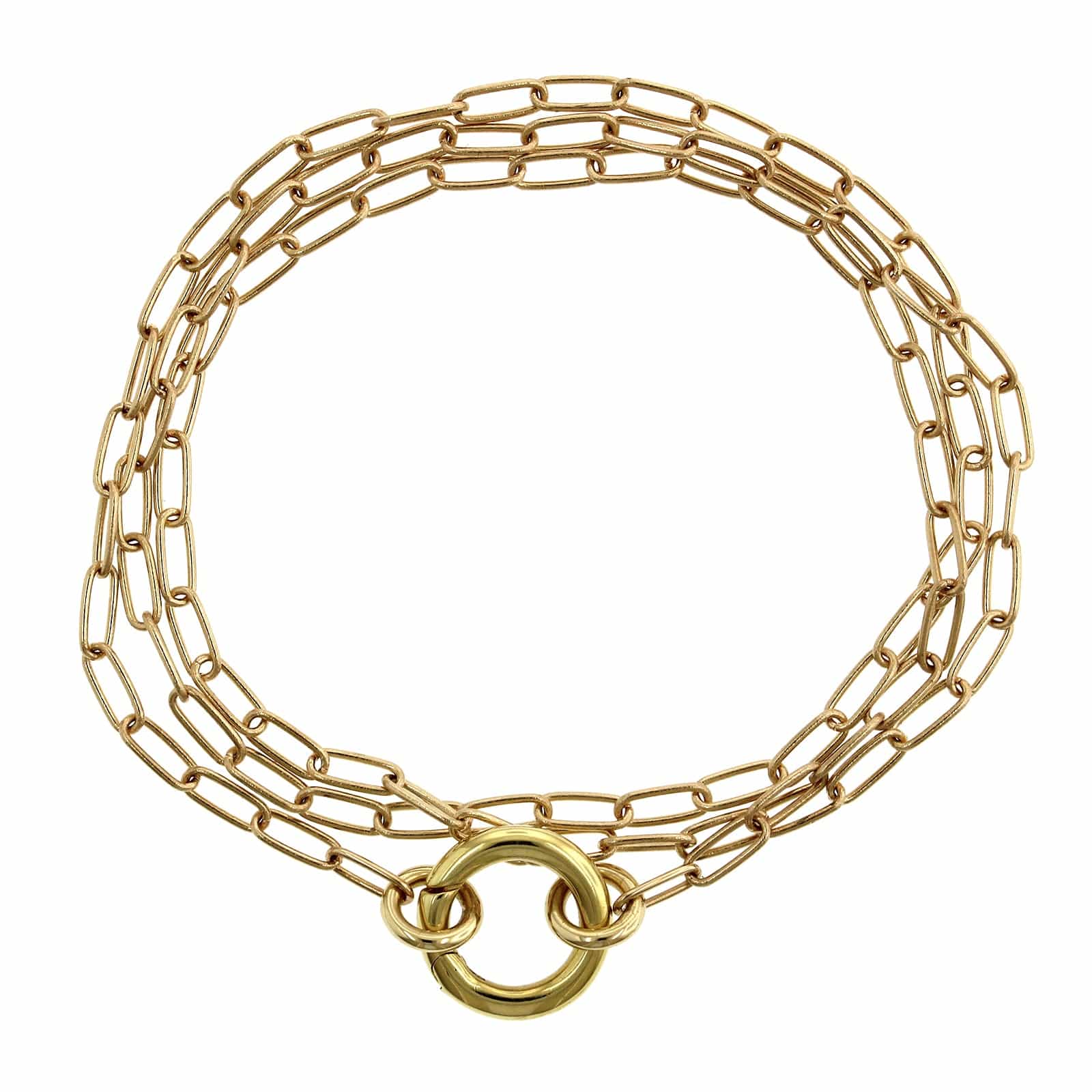 14K Yellow Gold Paperclip Necklace with Enhancer Charm